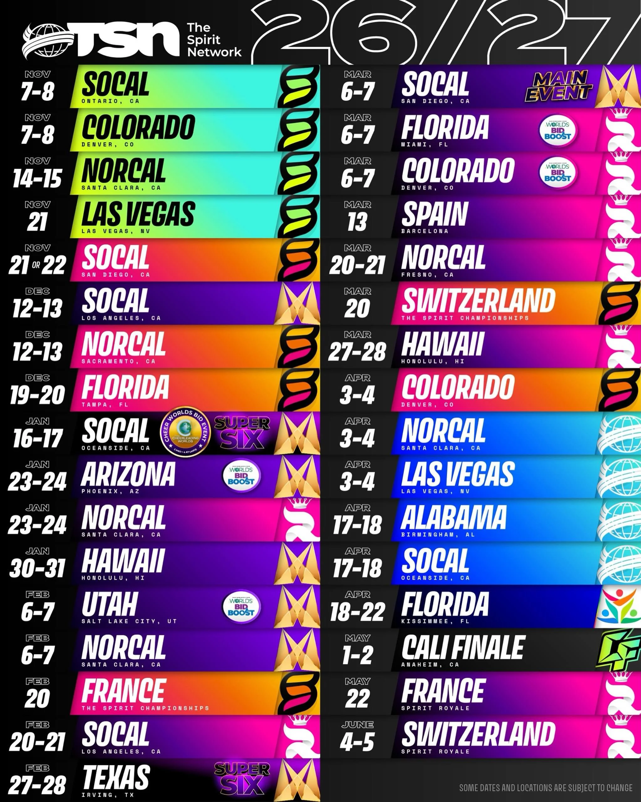 Our 2026-2027 schedule just keeps GROWING! ✨

The Spirit Network is coming to a city near YOU next season with BRAND NEW DATES just added! 🫵

The wait is over! Check out all of our scheduled event dates for the 2026-2027 season and start planning yo