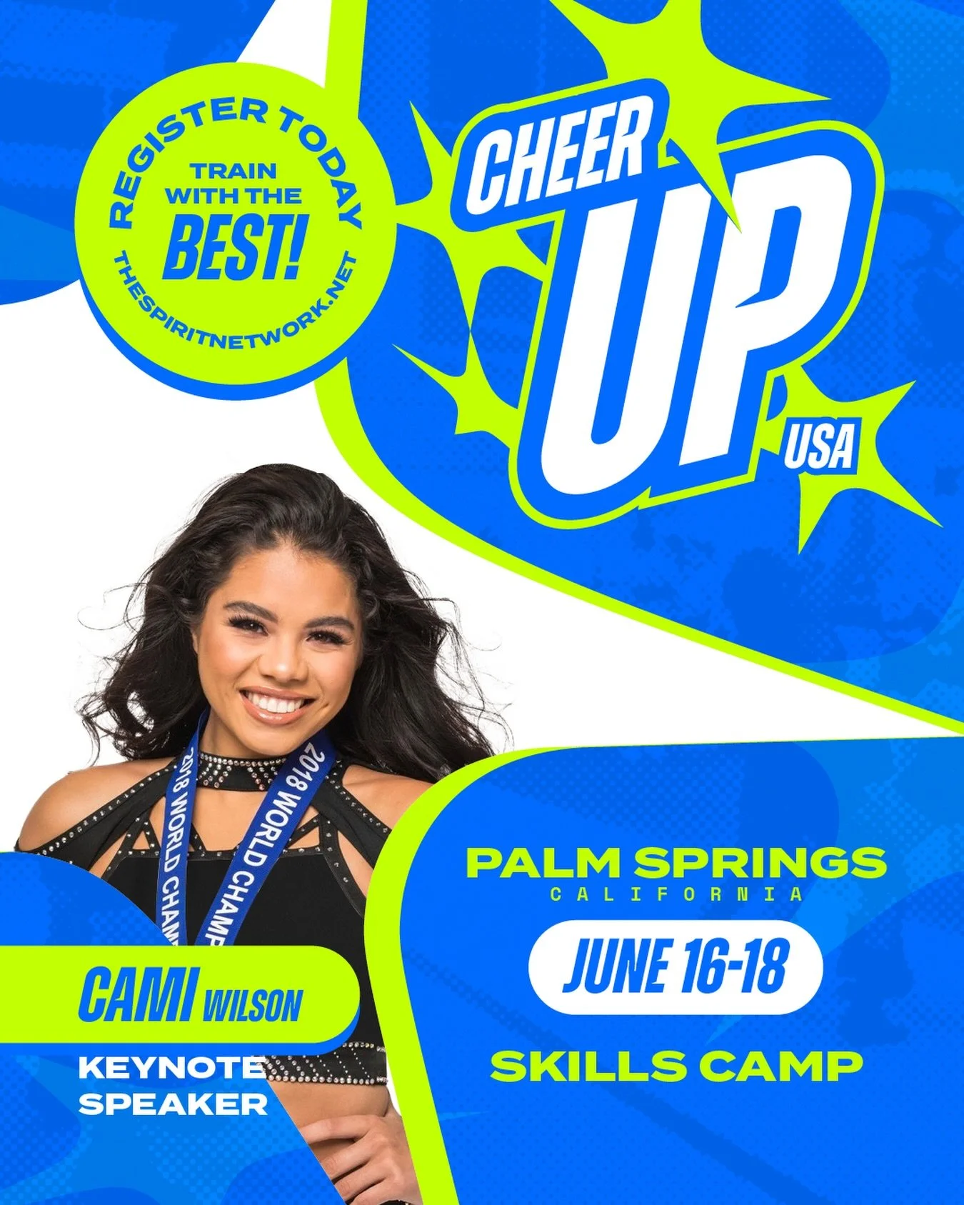 The one and only CAMI WILSON will be joining us at Cheer Up USA 2026 as an official keynote speaker! 🤩

Register your athletes for this one of a kind experience today by sending us a message or registering directly on our website! 💙

#TheSpiritNetw