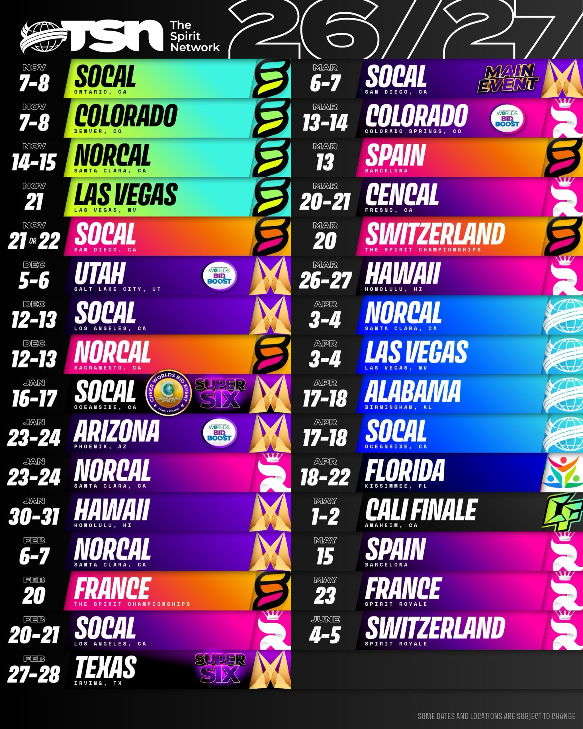Our 2026-2027 schedule just keeps GROWING! ✨

The Spirit Network is coming to a city near YOU next season with BRAND NEW DATES just added! 🫵

The wait is over! Check out all of our scheduled event dates for the 2026-2027 season and start planning yo