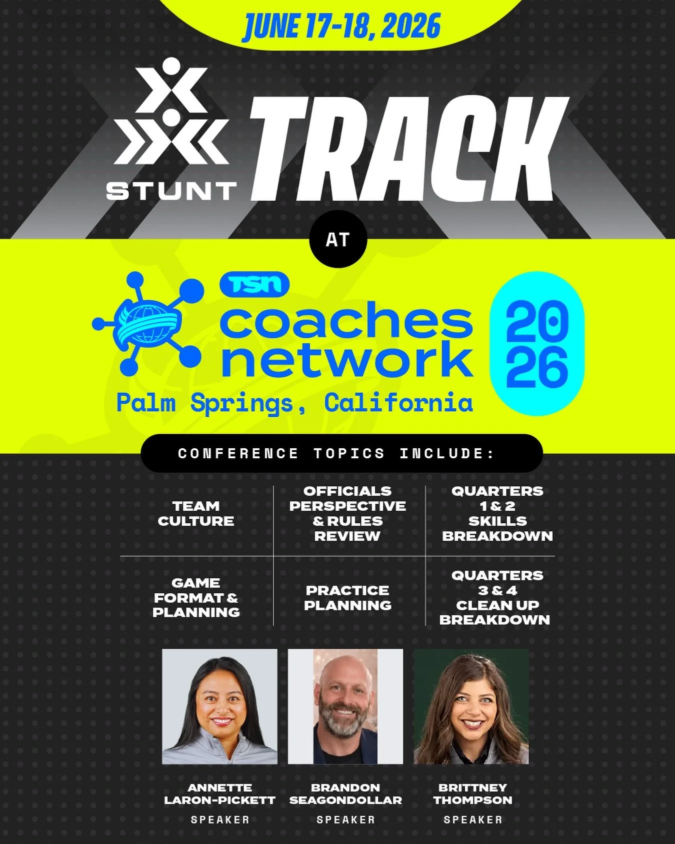 Did you know that TSN is adding a STUNT track to the Coaches Conference lineup this year? 🎉

Send us a message to find out how you can learn from the BEST in the STUNT industry this summer! ✉️

#TheSpiritNetwork | #STUNT
