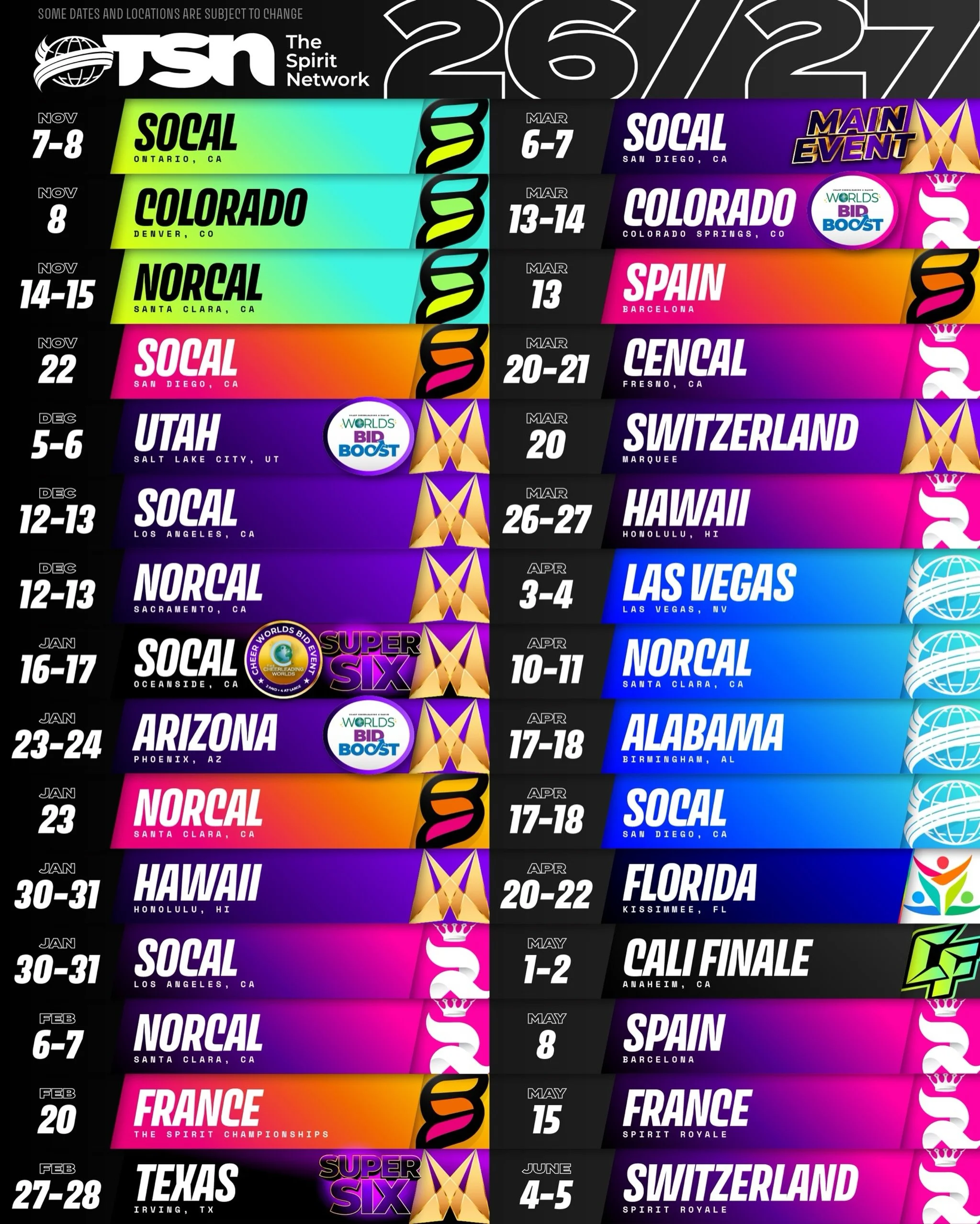 Our 2026-2027 schedule just keeps GROWING! ✨

The Spirit Network is coming to a city near YOU next season with BRAND NEW DATES just added! 🫵

The wait is over! Check out all of our scheduled event dates for the 2026-2027 season and start planning yo