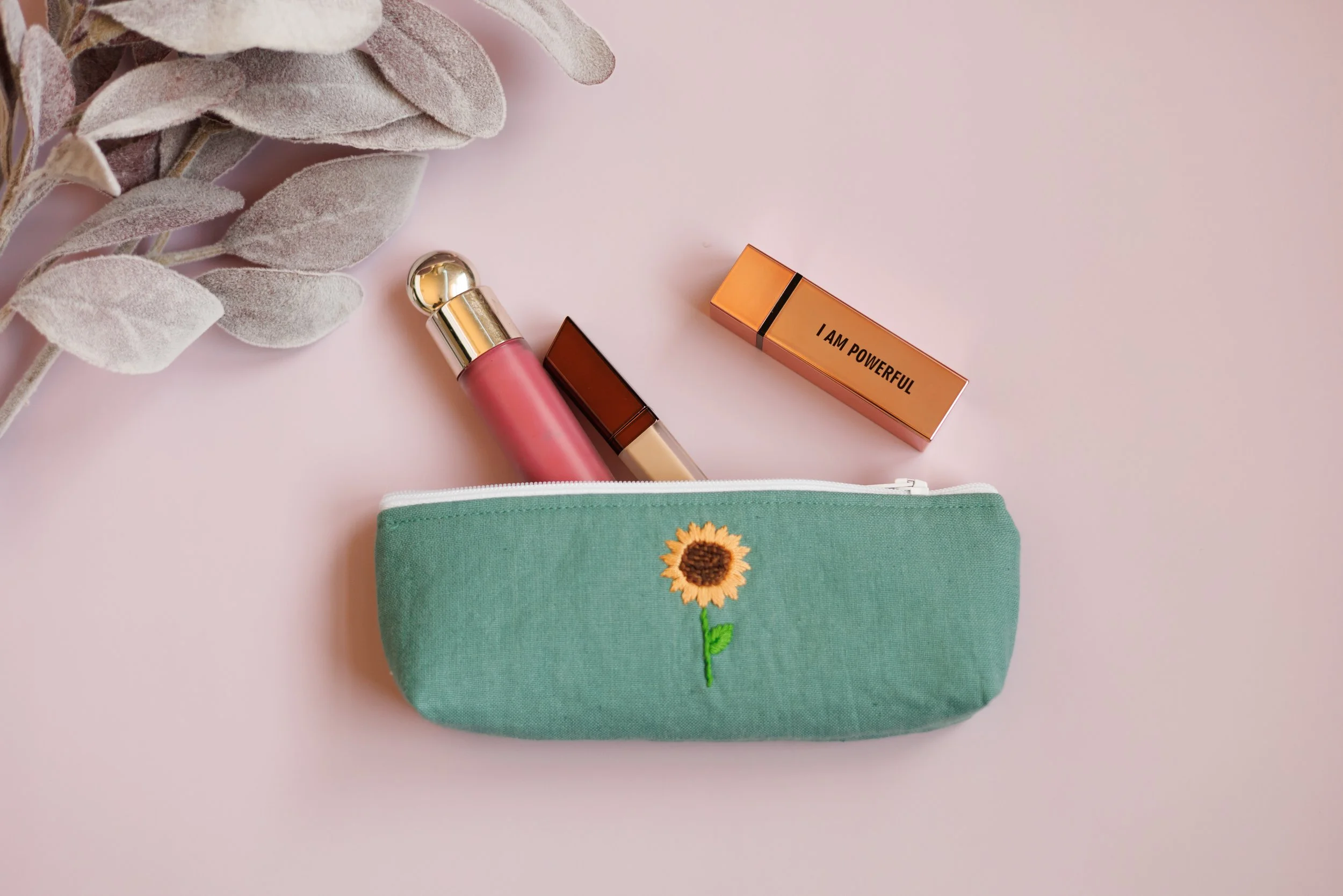 Small Fabric Zipper Bag- Jade