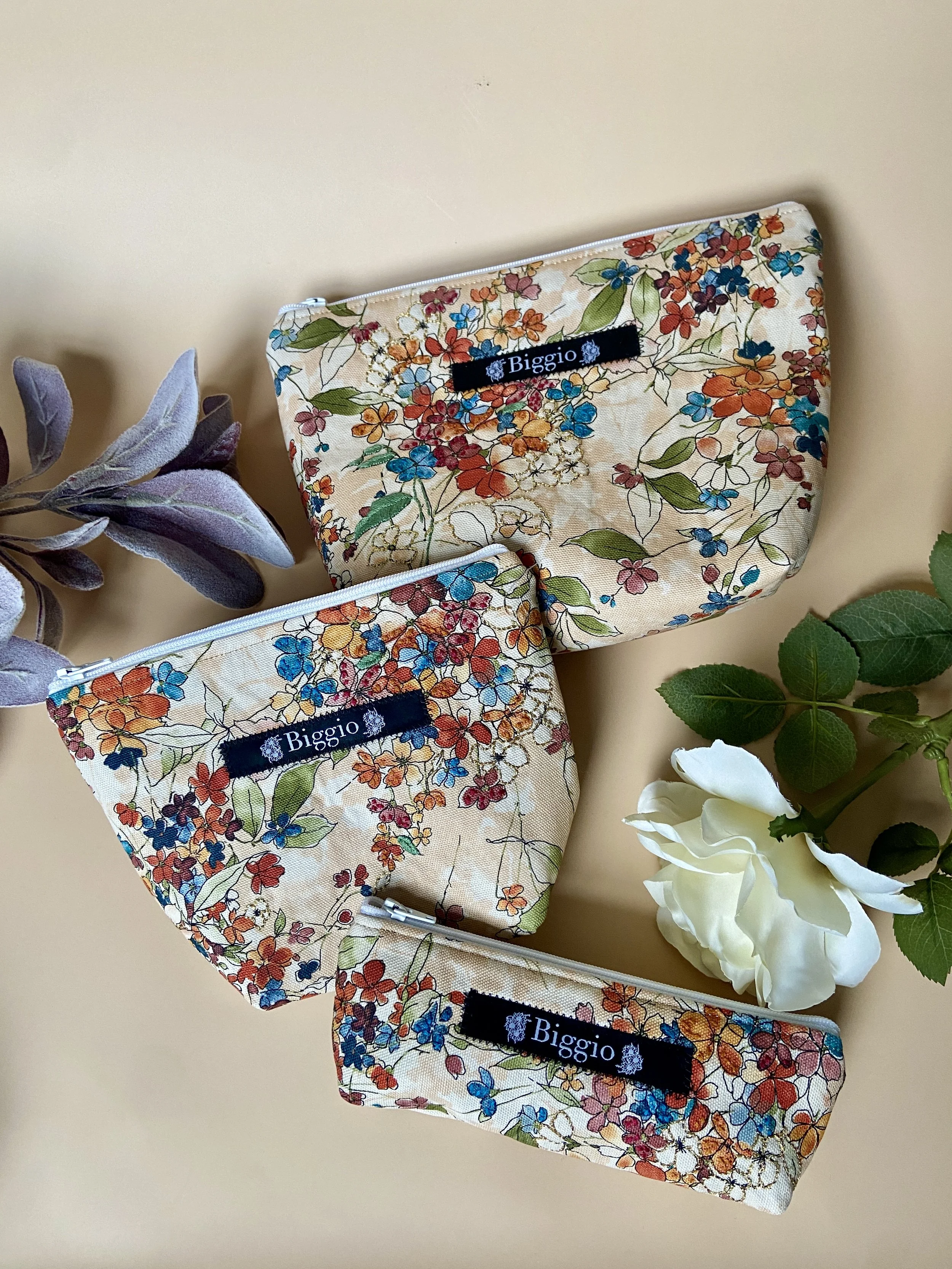 Fabric Zipper Bag- Floral