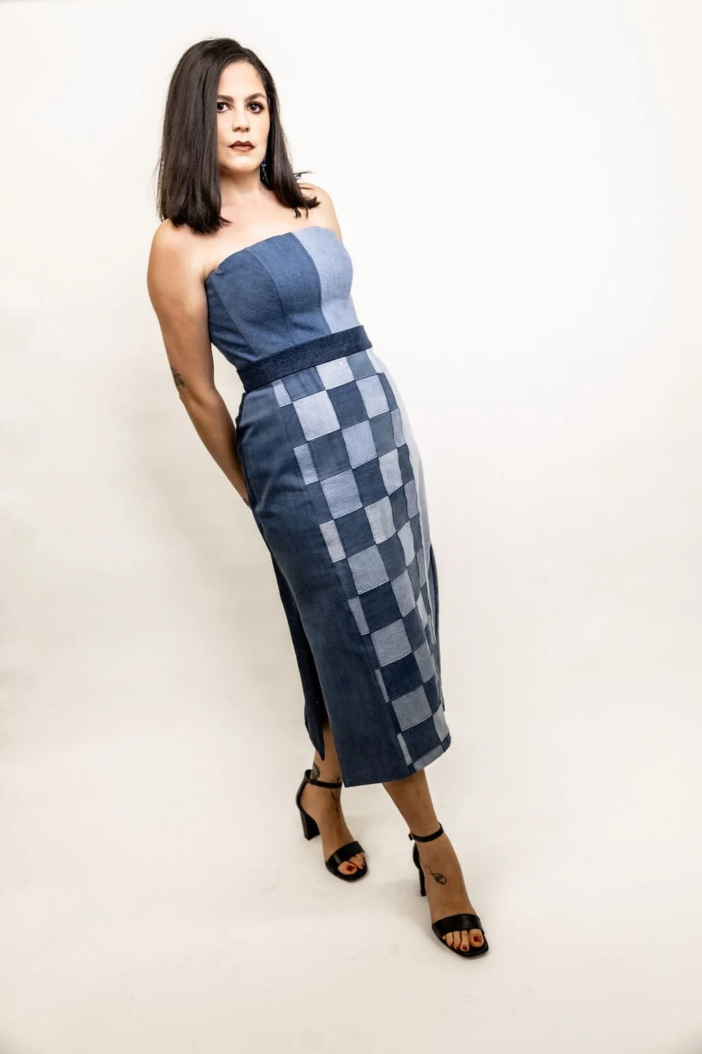 Checkerboard Midi Skirt
