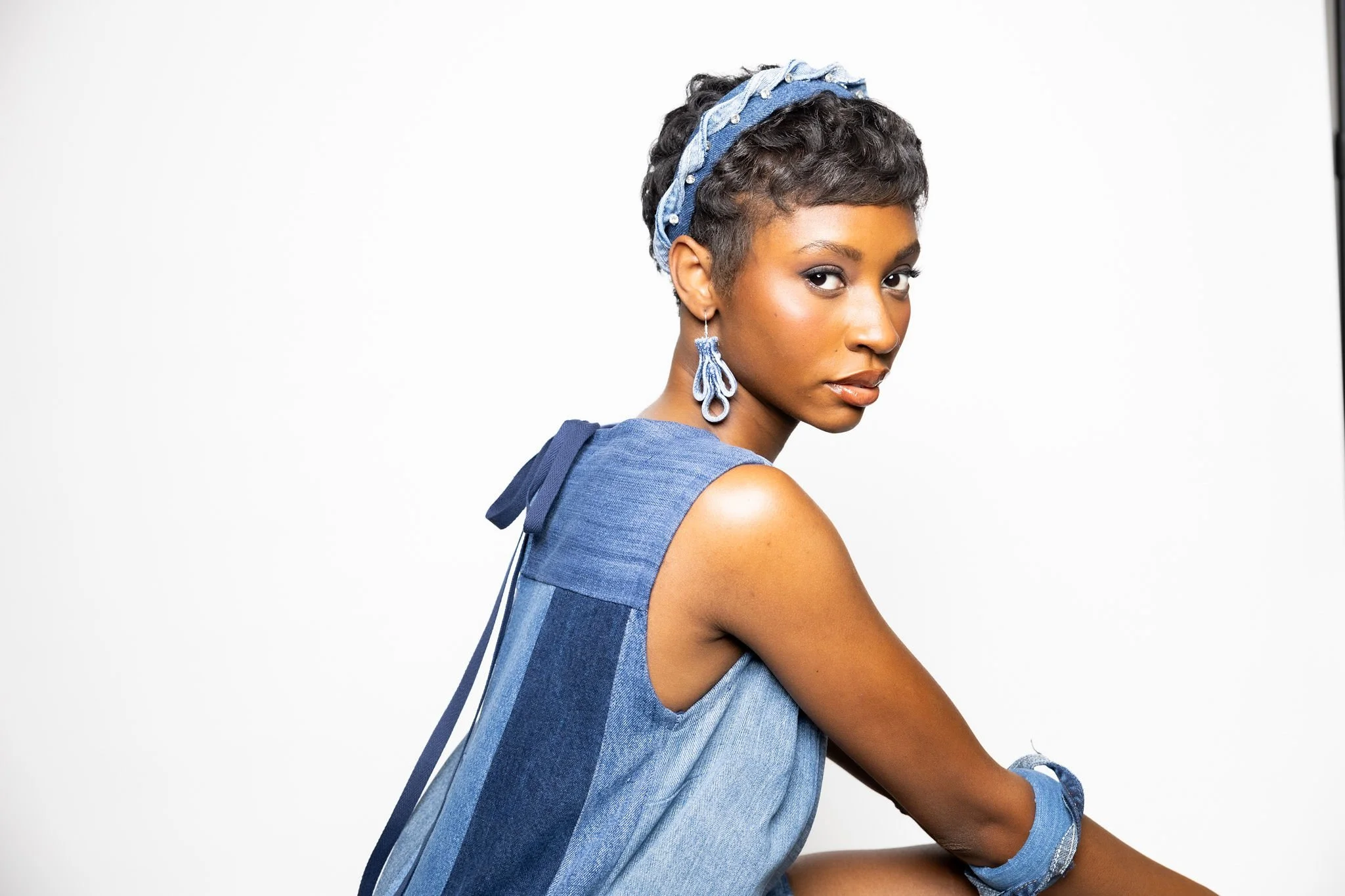 Swirly Denim Earrings