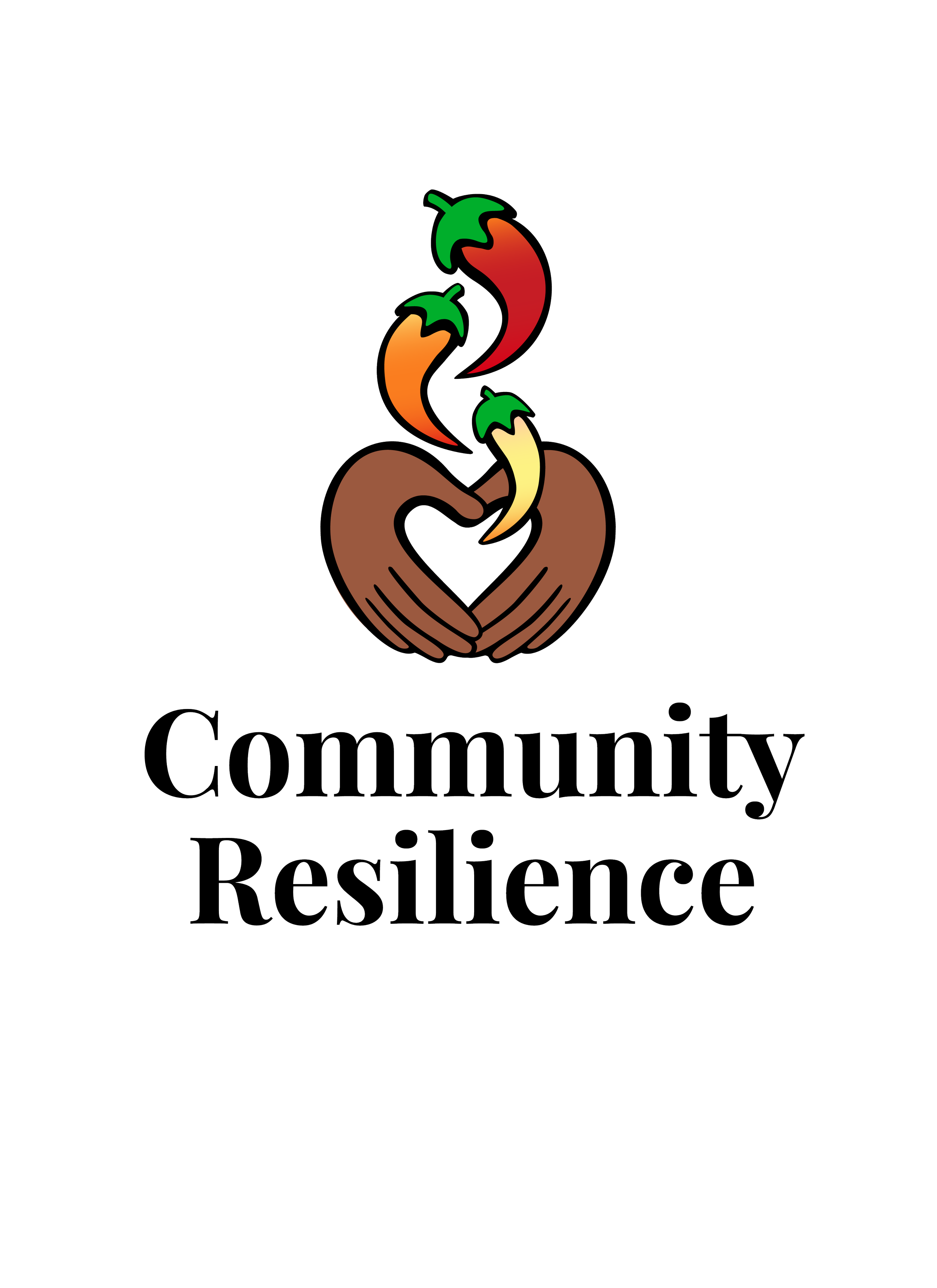 Community Resilience - two hands forming a heart with three chilis rising out of the hands