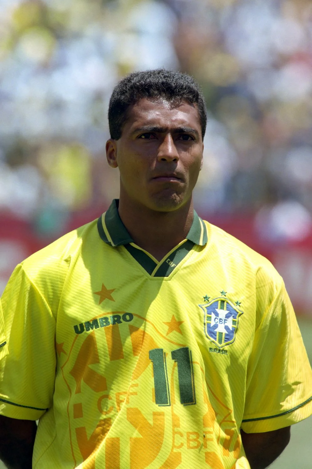 Romário in iconic yellow Brazil kit, low centre of gravity