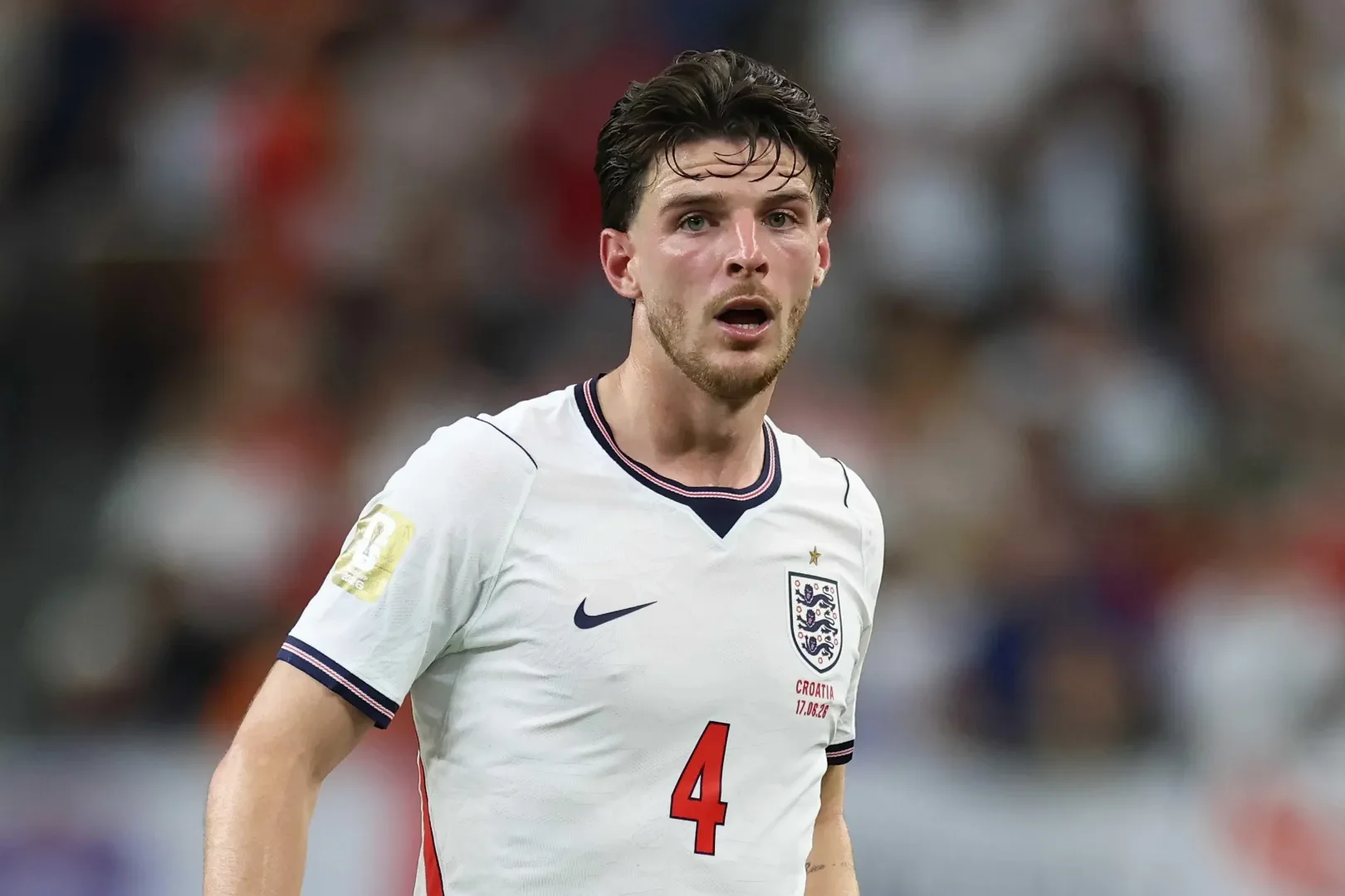 Declan Rice representing England in competition, illustrating leadership, responsibility and the emotional demands of performing under intense pressure.