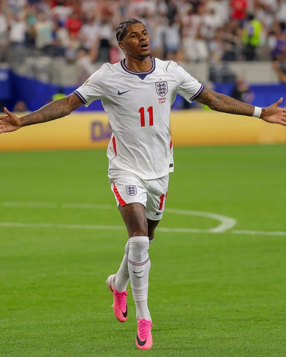Marcus Rashford playing for England, demonstrating resilience, self-belief and emotional strength while using his platform to advocate for children and young people.