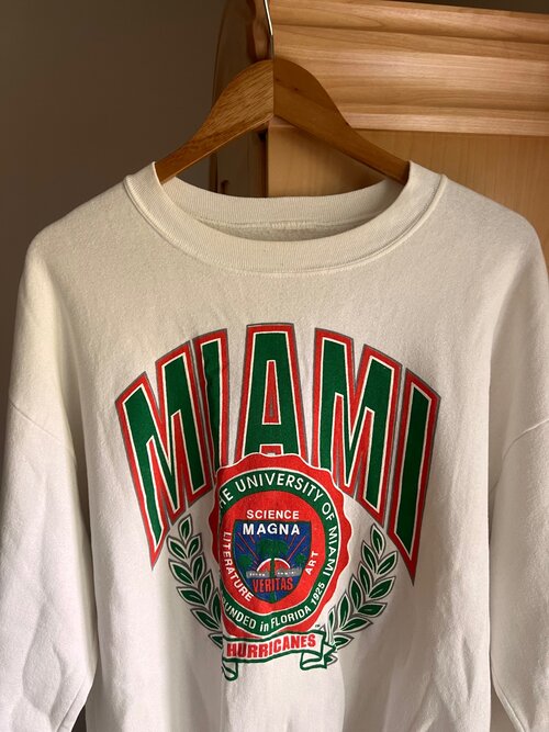 Vintage Miami Hurricanes Sweatshirt Crewneck Size Large Green NCAA –  Throwback Vault