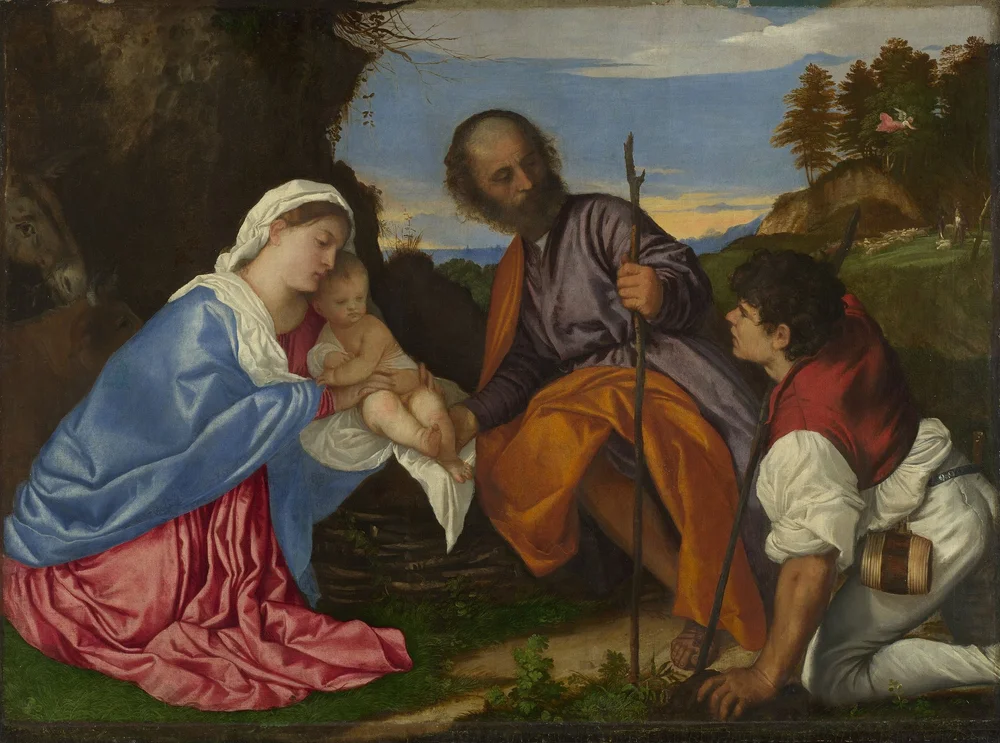 The Holy Family with a Shepherd 