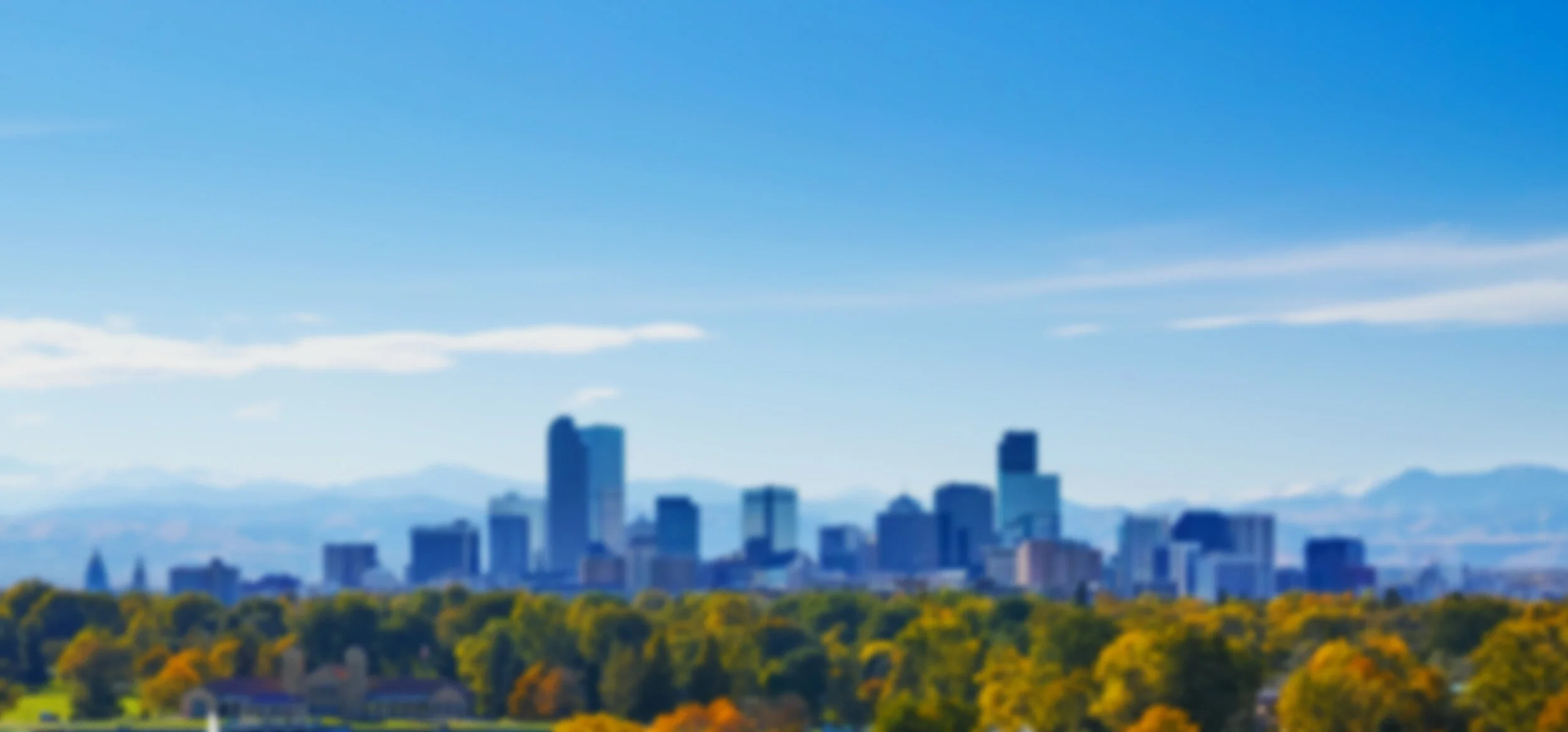 wide angle of the Denver Colorado city skyline