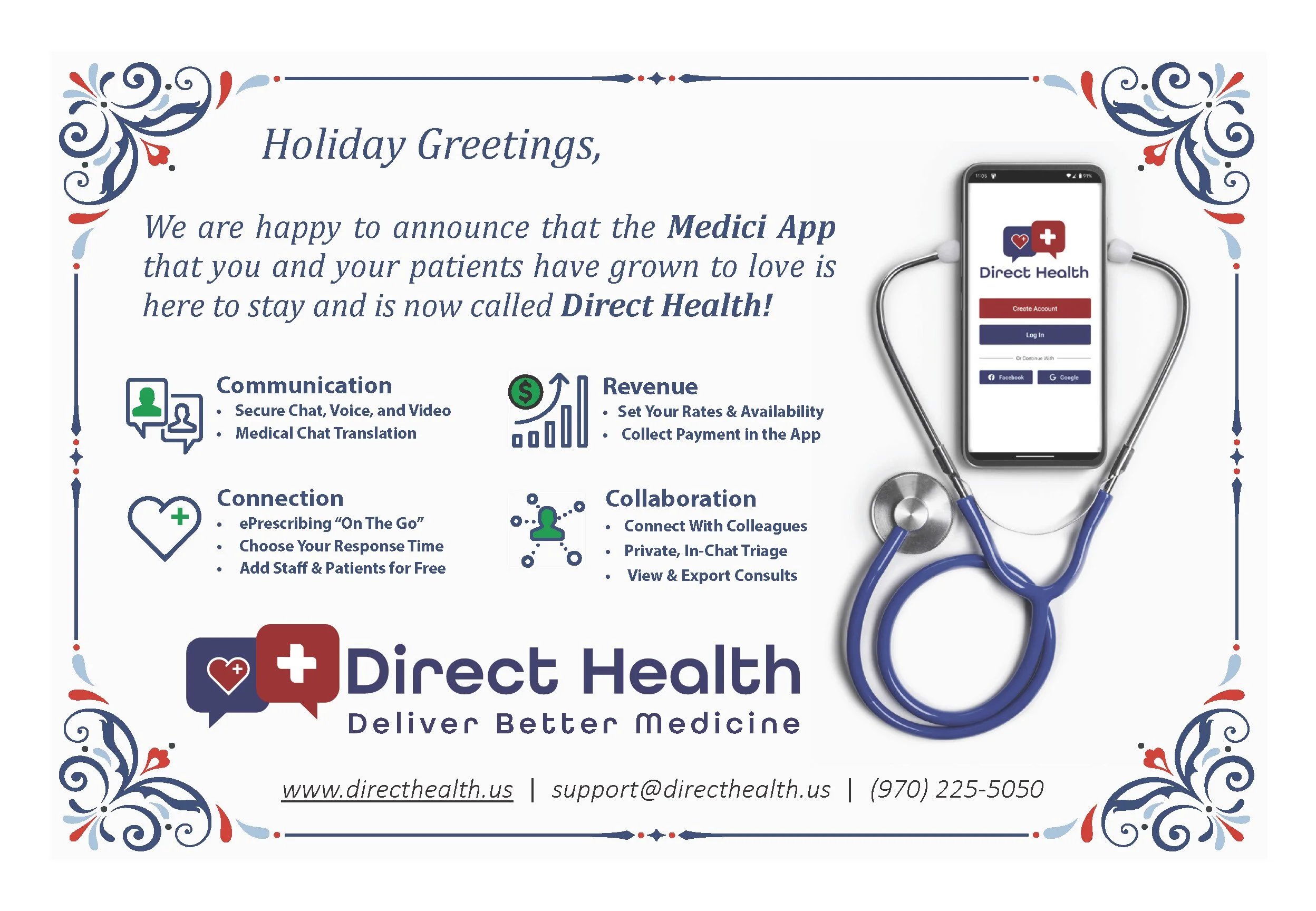 Postcard mailer sent to users of the Direct Health app