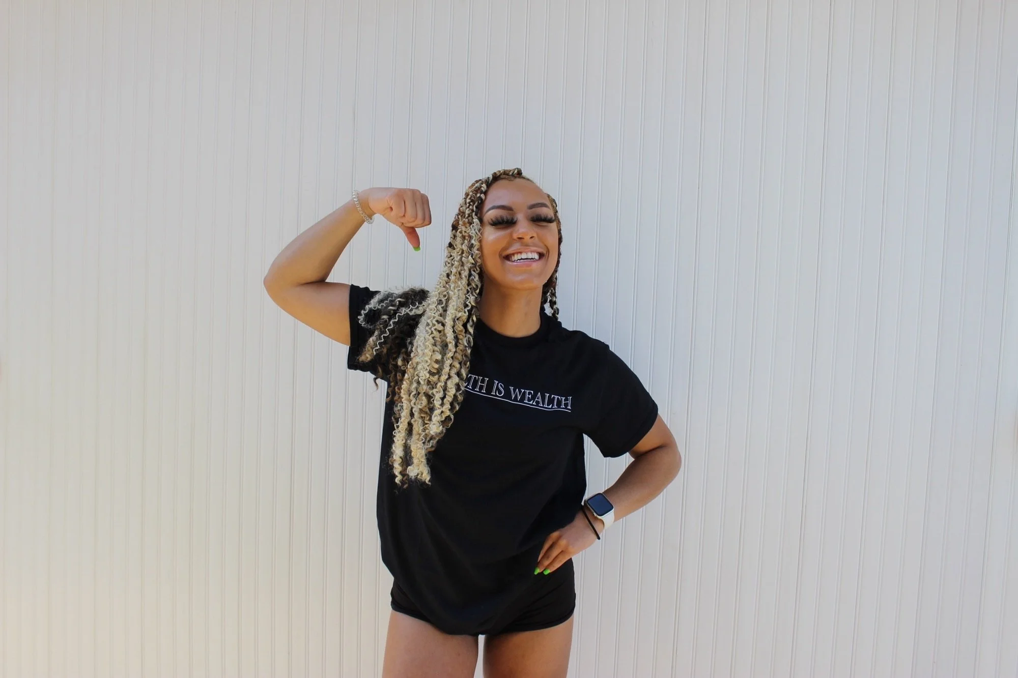 "HEALTH IS WEALTH" Black Tee