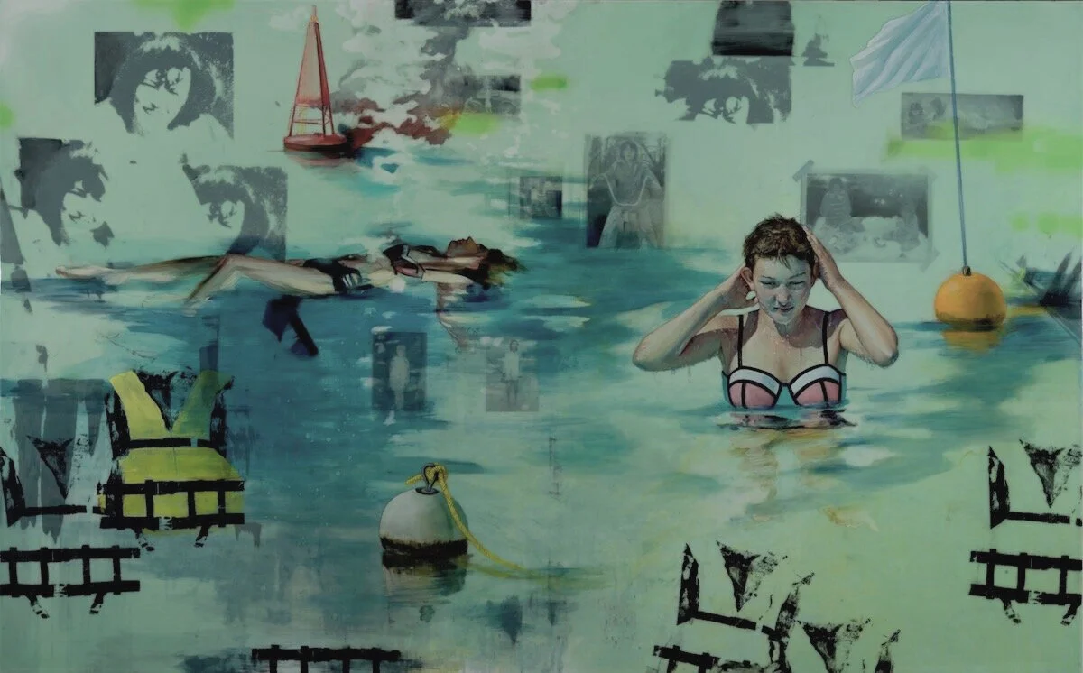   Sappho's X-History,  60 x 96" Transfers, Screen Prints, Resin and Oil on Panel 