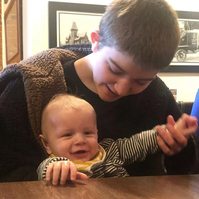 Sadie with her lovely new nephew, Oliver