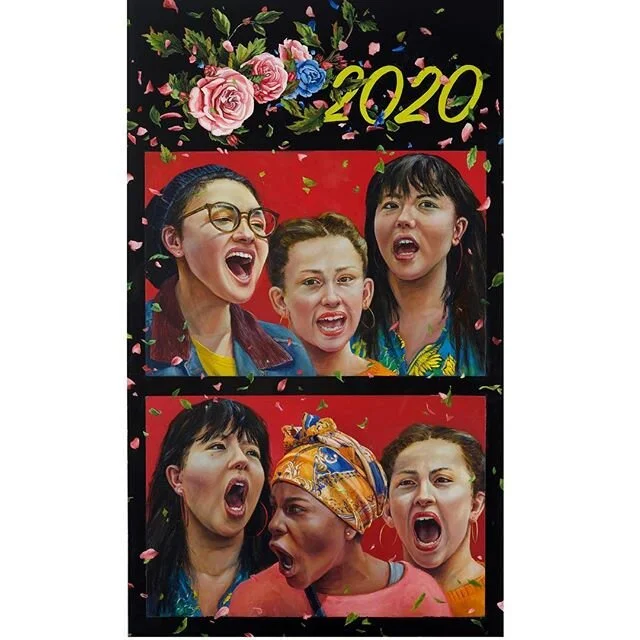 Detail of &ldquo;Class of 2020 (Changing Faces)&rdquo; 60x24&rdquo;
Oil on Panel, #marchforourlives  #roadtochange #2020quarantine #contemporaryfigurative #contemporaryportrait #contemporaryart