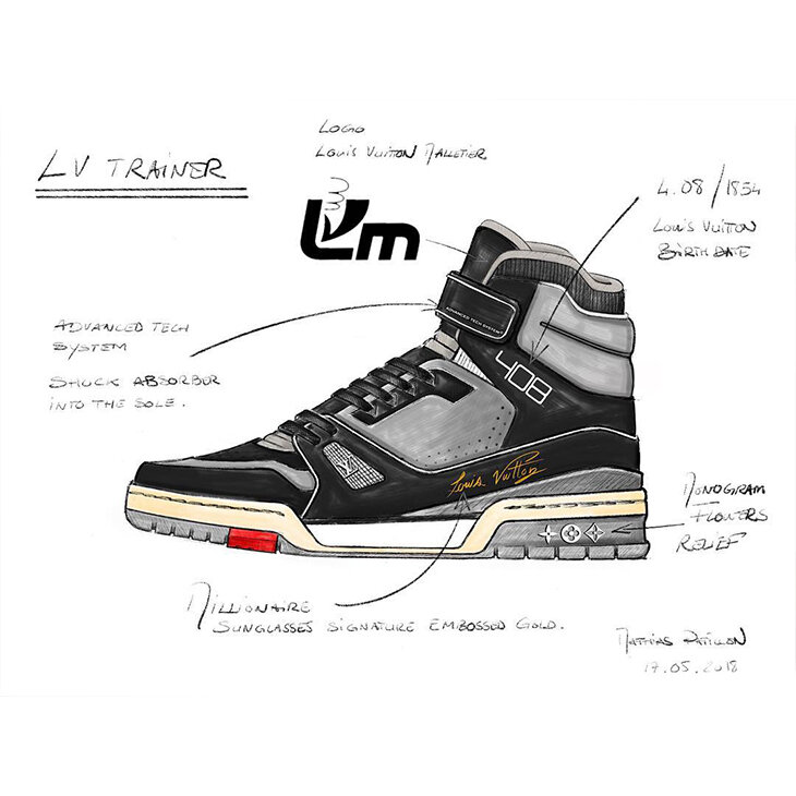 Virgil Abloh's First Louis Vuitton Sneaker, the LV Trainer, Is