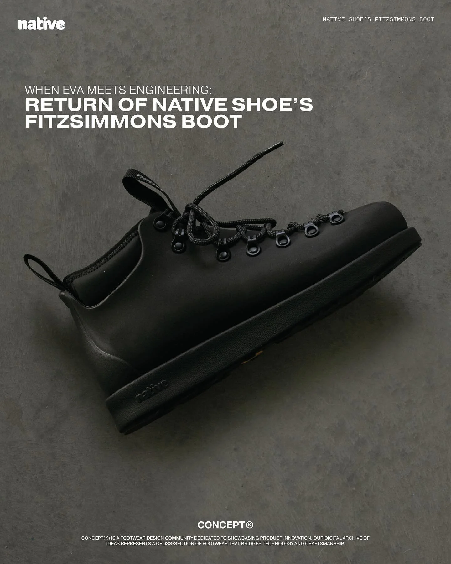 Before fashion houses embraced a puddle boot aesthetic and EVA silhouettes flooded the market, @nativeshoes quietly pioneered a new frontier in lightweight, moulded footwear. From the classic Jefferson, to the original Fitzsimmons boot, they&rsquo;ve