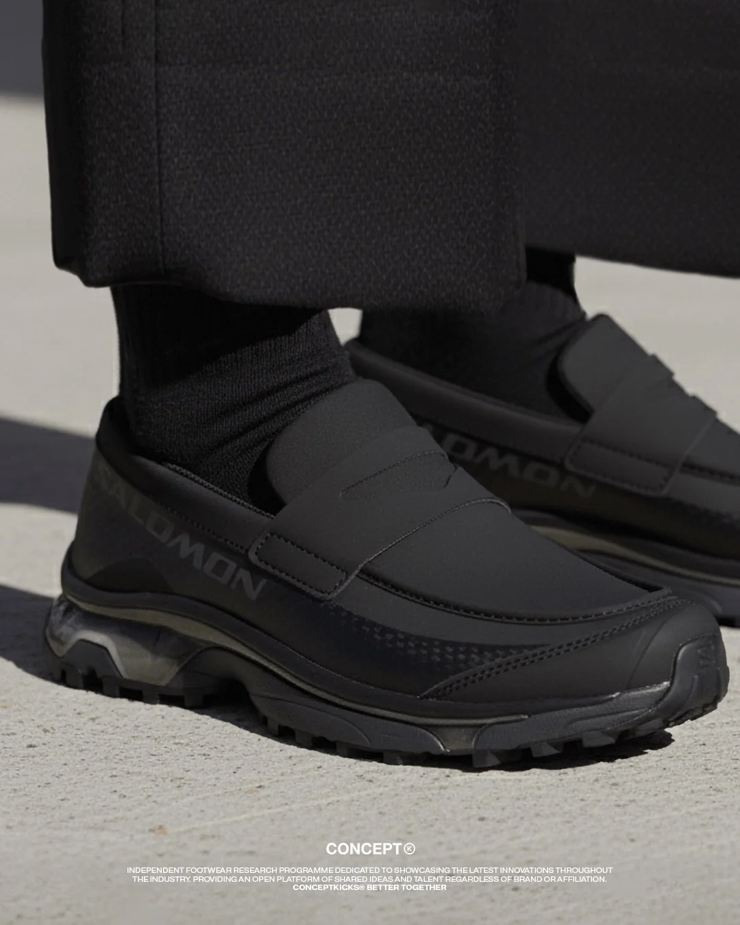 Trail DNA to Loafer Form ::The XT-L Concept by Cl&eacute;ment Hsl

The Salomon &lsquo;XT-L&rsquo;, a hybrid concept by Cl&eacute;ment Hsl repositions the XT-4 through a minimal, loafer-driven lens. Keeping the original sole unit intact, the project r