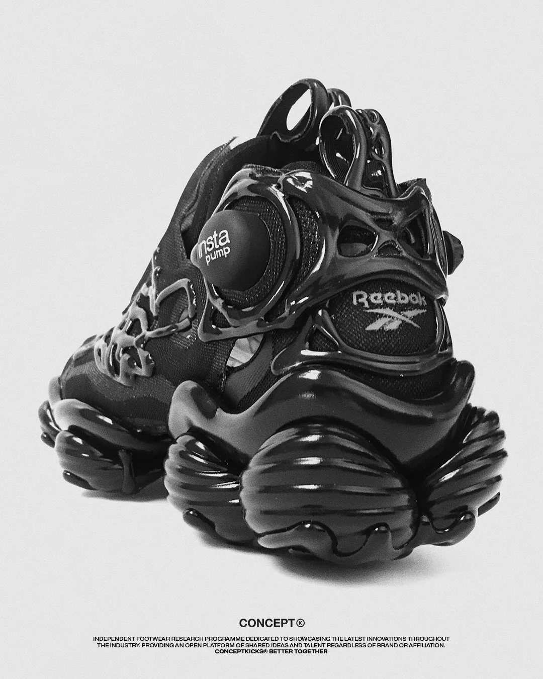 Unreleased Innovation Archives

Instapump Fury GMO 
Unreleased prototype [2020]
Design by Shu Jones

A speculative material-intelligence study developed within Reebok&rsquo;s Liquid Factory program. Shu Jones imagined the Instapump Fury as a GMO orga