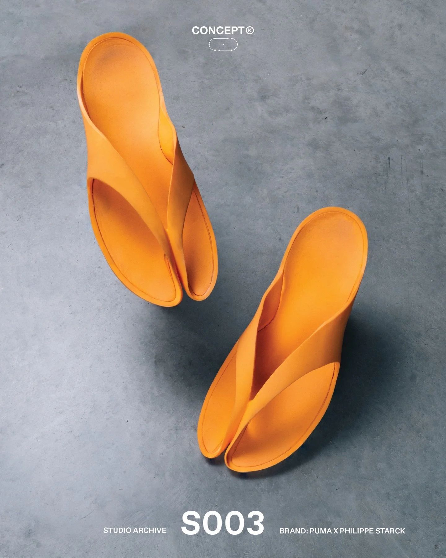 (S)tudio &rarr; Puma X Philippe Starck Flipflops

A study in monomaterial construction.

The upper and sole merge into a single flowing form, reducing components while maintaining structure through geometry alone.

Designed as part of Starck&rsquo;s 