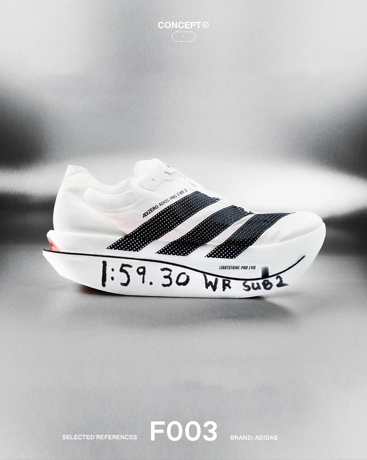 (F)unction &rarr; adidas Adizero Adios Pro Evo 3

At the London Marathon over this past weekend, adidas secured a trio of podium finishes. Sabastian Sawe (1:59:30) and Yomif Kejelcha (1:59:41) both moved under the two-hour mark, while Tigist Assefa s