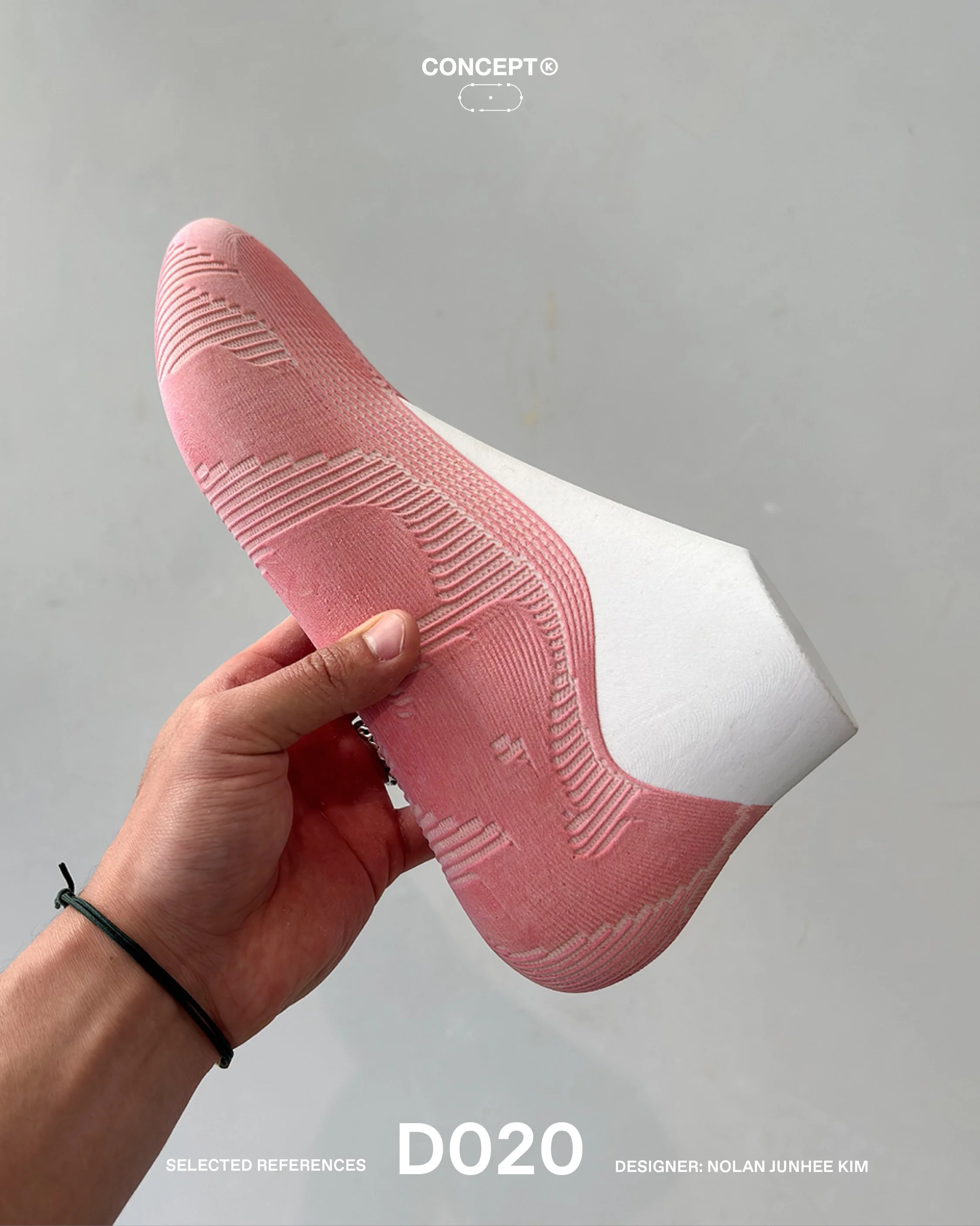 (D)evelopment &rarr; Nolan Junhee Kim

Nolan shares SP Variants 1.0-4.0, a footwear project exploring structure and growth through computational form. A knitted upper becomes enclosed by a network of generated curves, forming a protective shell aroun