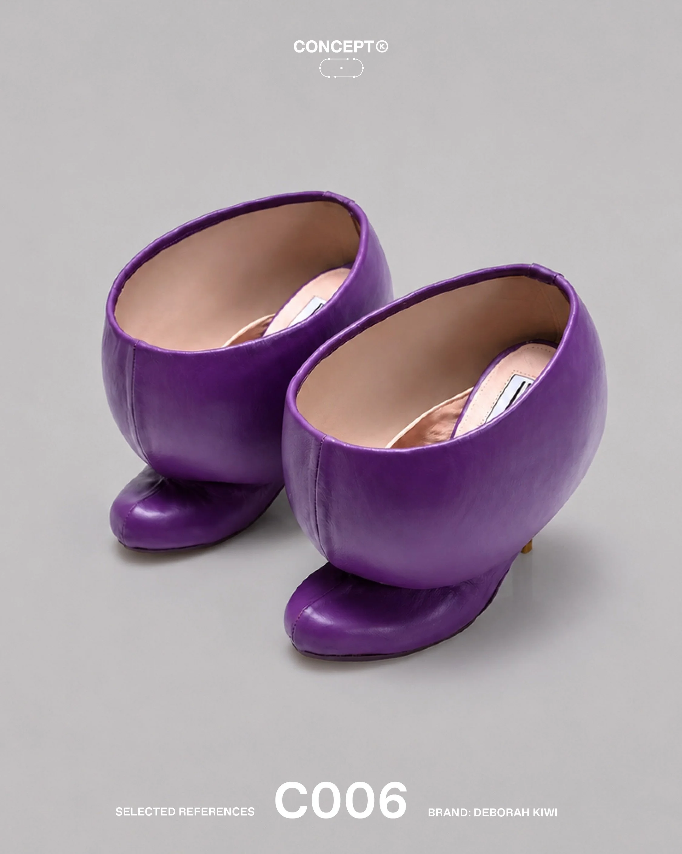 (C)raft &rarr; Deborah Kiwi

The Surreal I and Surreal II by Deborah Kiwi challenge the expectation that footwear should immediately reveal how it functions. Built around a concealed mule structure enclosed within a hardened outer shell, the pieces s