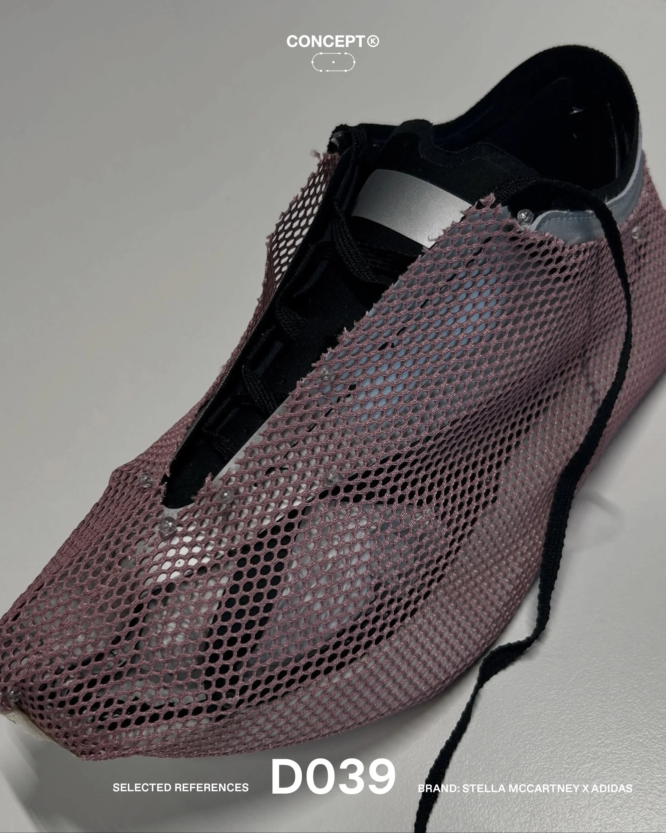 (D)evelopment &rarr; Stella McCartney x adidas

Before arriving at its final form, the adidas x Stella McCartney Adizero EVO SL passed through a series of concepts exploring engineered knit uppers and much more lace usage. While these ideas never rea