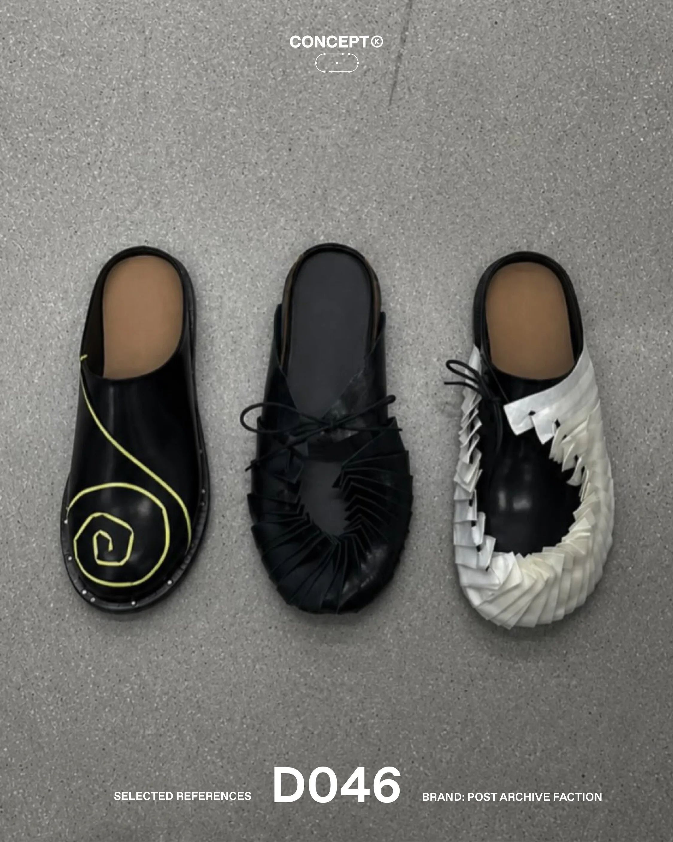 (D)evelopment &rarr; POST ARCHIVE FACTION

A look inside @postarchivefaction footwear development, where traditional footwear forms are reworked through an experimental approach to construction and detail. Across sketches, material studies and evolvi