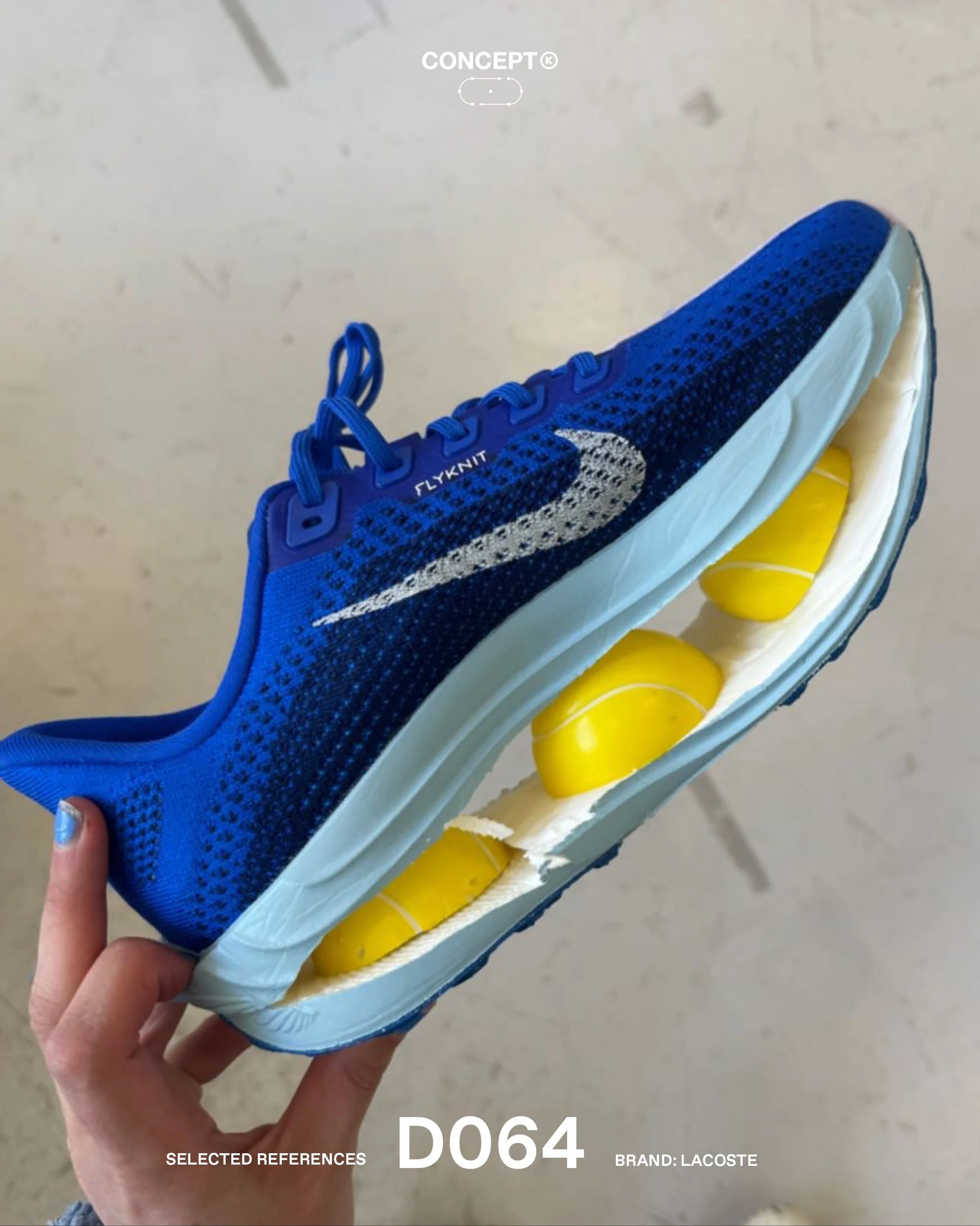 (D)evelopment &rarr; Lacoste

The ACE-T1 takes one of tennis&rsquo; most recognisable objects and makes it part of the shoe itself. These experiments by @hagel explore different ways of integrating a tennis ball into the footwear, including a 3D-prin