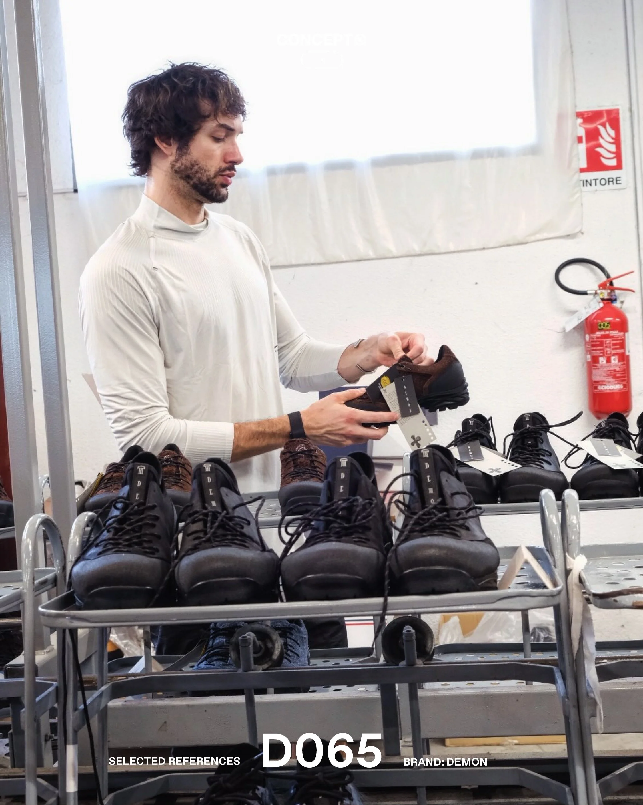 (D)evelopment &rarr; @demon____official 

Founder @alberto___deon offers a look inside Demon&rsquo;s factory in Montebelluna, Italy, where he works alongside the production team to refine the brand&rsquo;s footwear. With roots in heritage hiking, Dem
