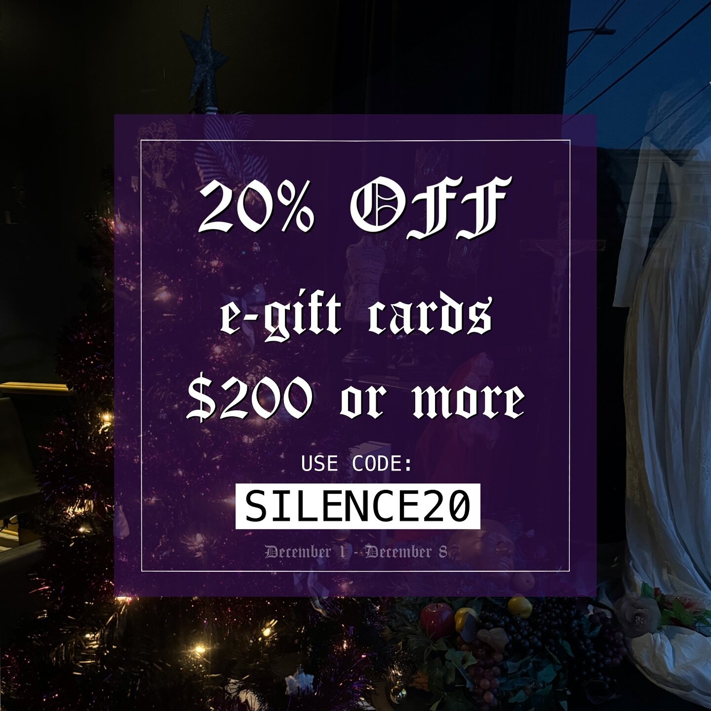 Tattoos are the best gift 🎁✨ Now until December 8th, we are discounting e-gift cards 20% when you spend $200 or more! Use code &ldquo;SILENCE20&rdquo; at check out. Maybe we will do another promo again soon&hellip;. 🤫
.
.
#cttattooshop #cttattooart