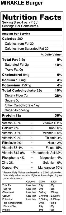 Miracle Burger Nutrition Facts (Copy) (Copy)