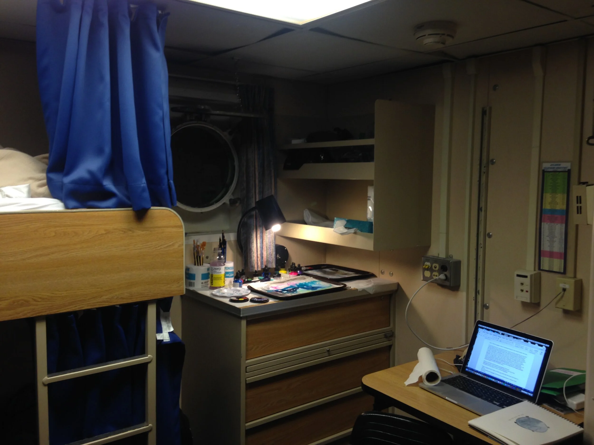 The port hole in my berth where I created daily weather drawings.