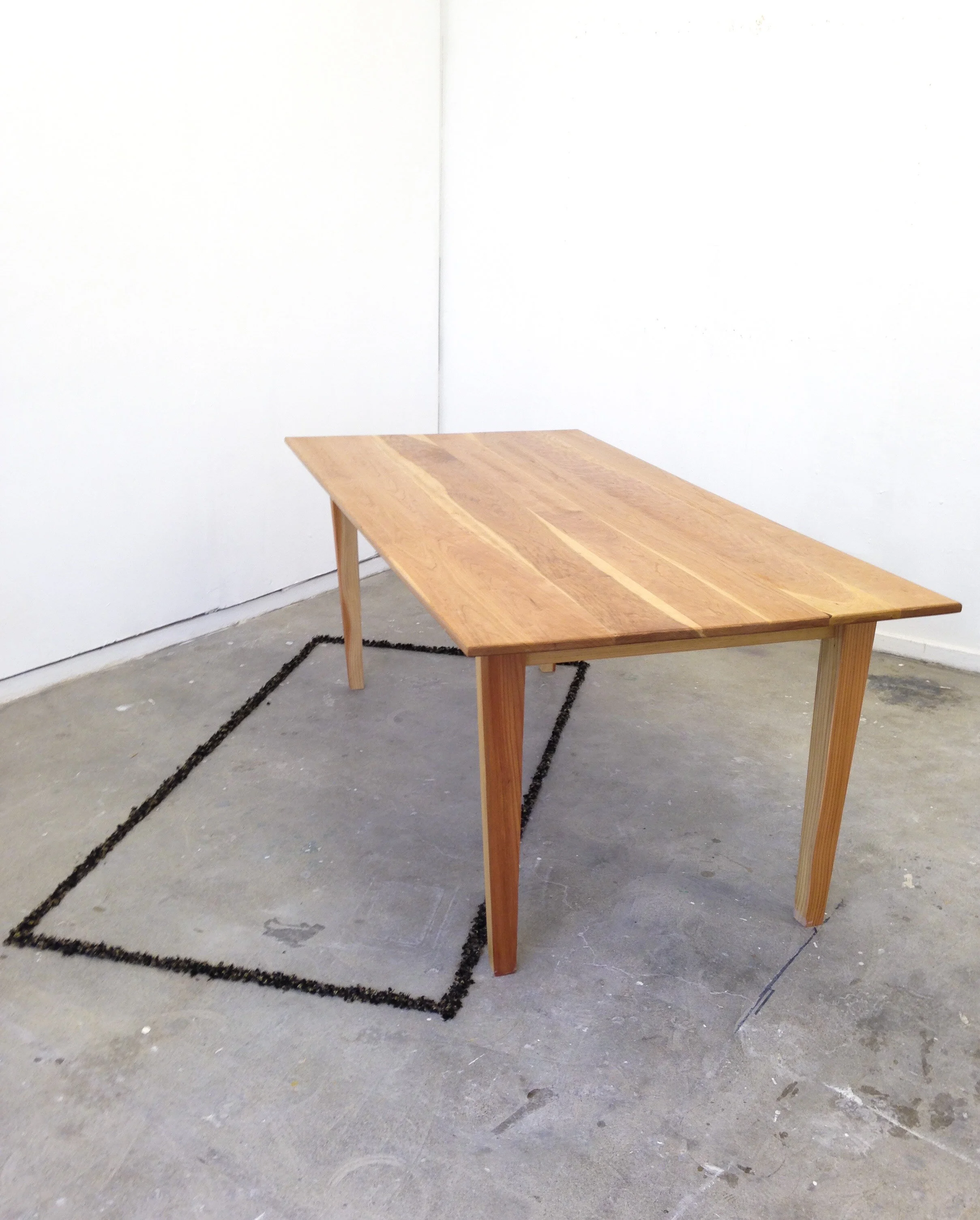 Collapse. 2014. Cherry wood table, dead bees. 5’x 3’x 3’