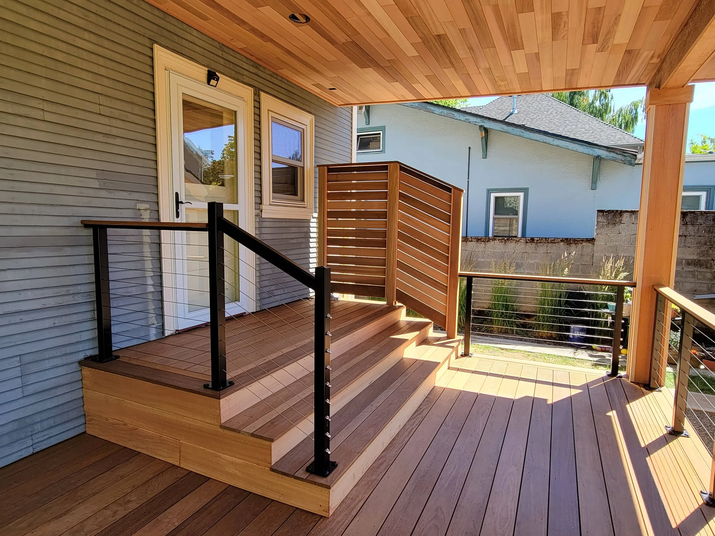 ipe deck with aluminum railing and cables