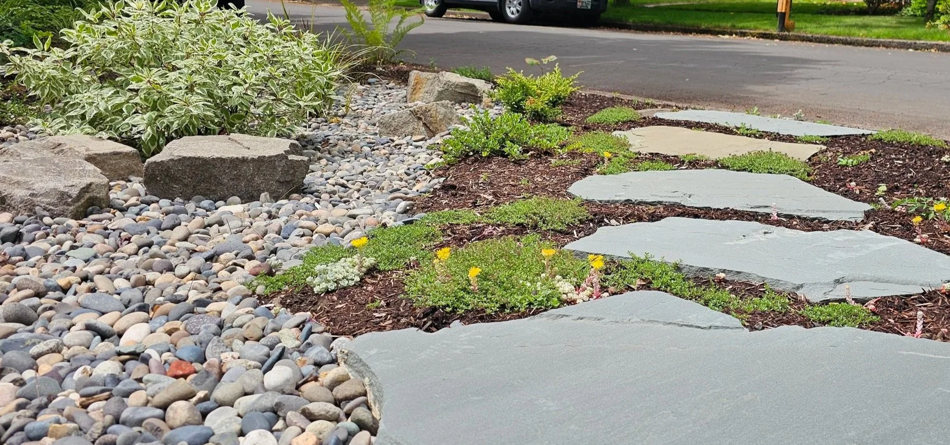 Bioswale in Parking Strip with Pathway