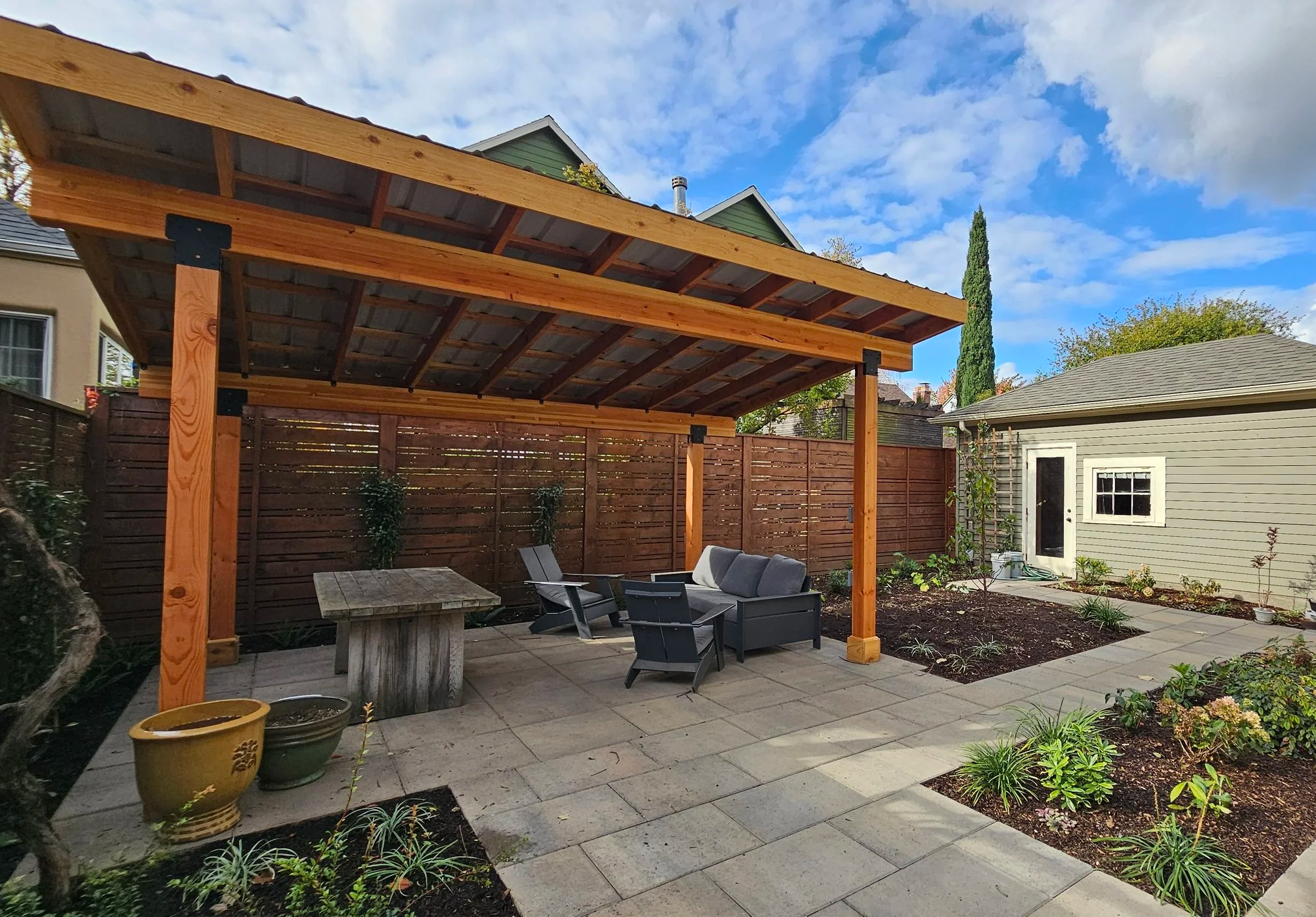 Pergola with Metal Roofing