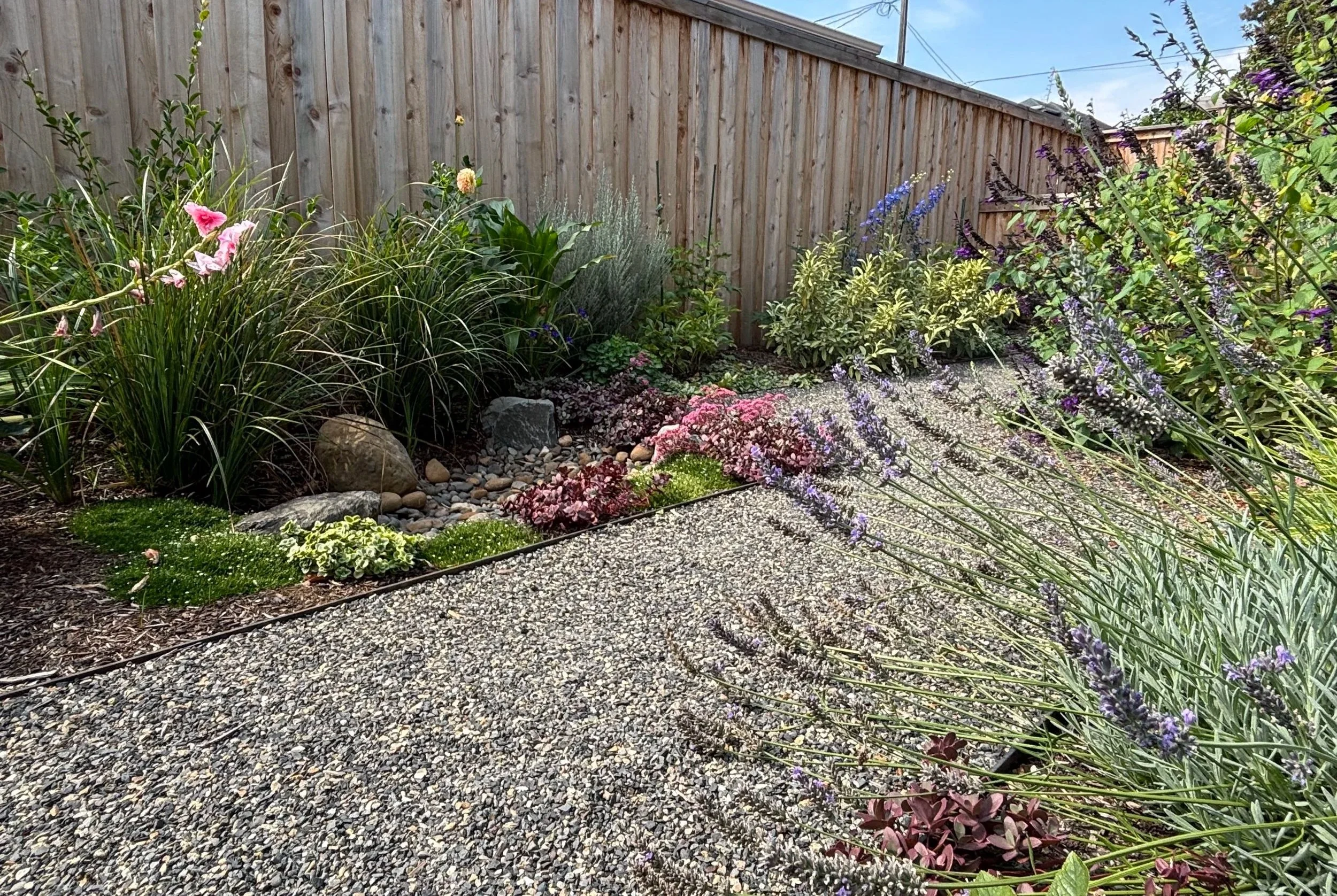 gravel pathway edged in steel