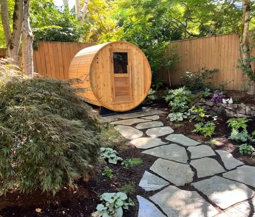 natural flagstone pathway to sauna