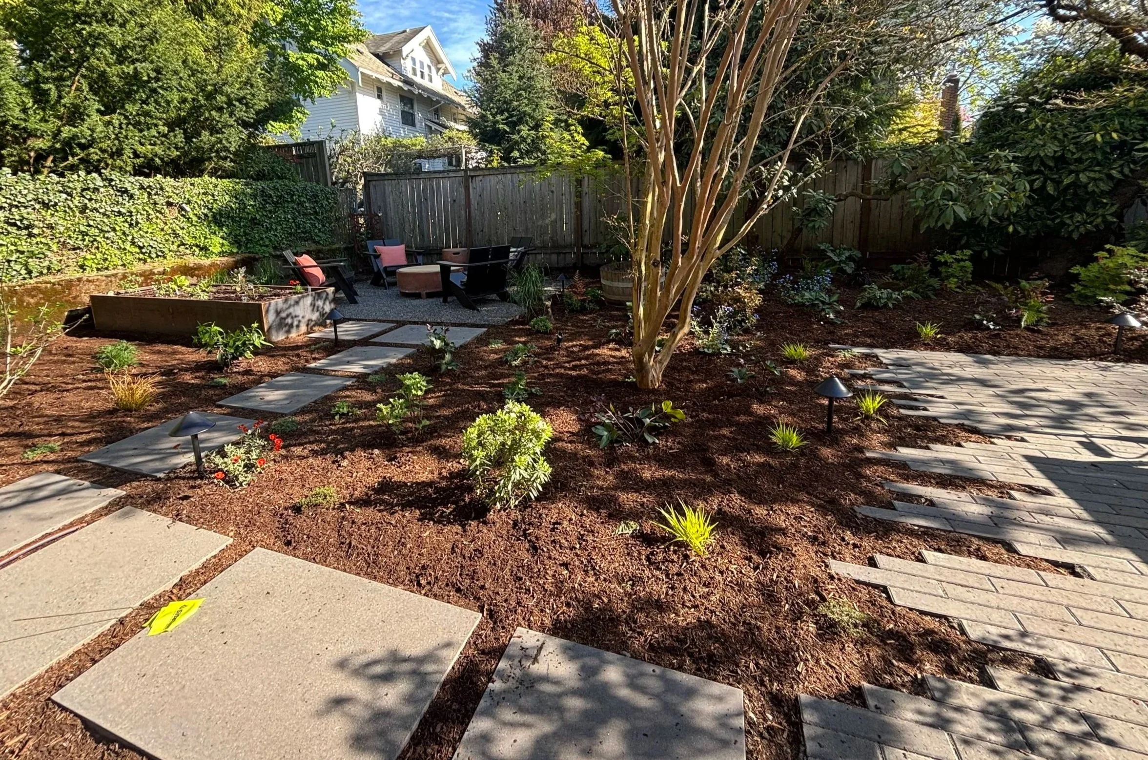 modern back yard linear pathway