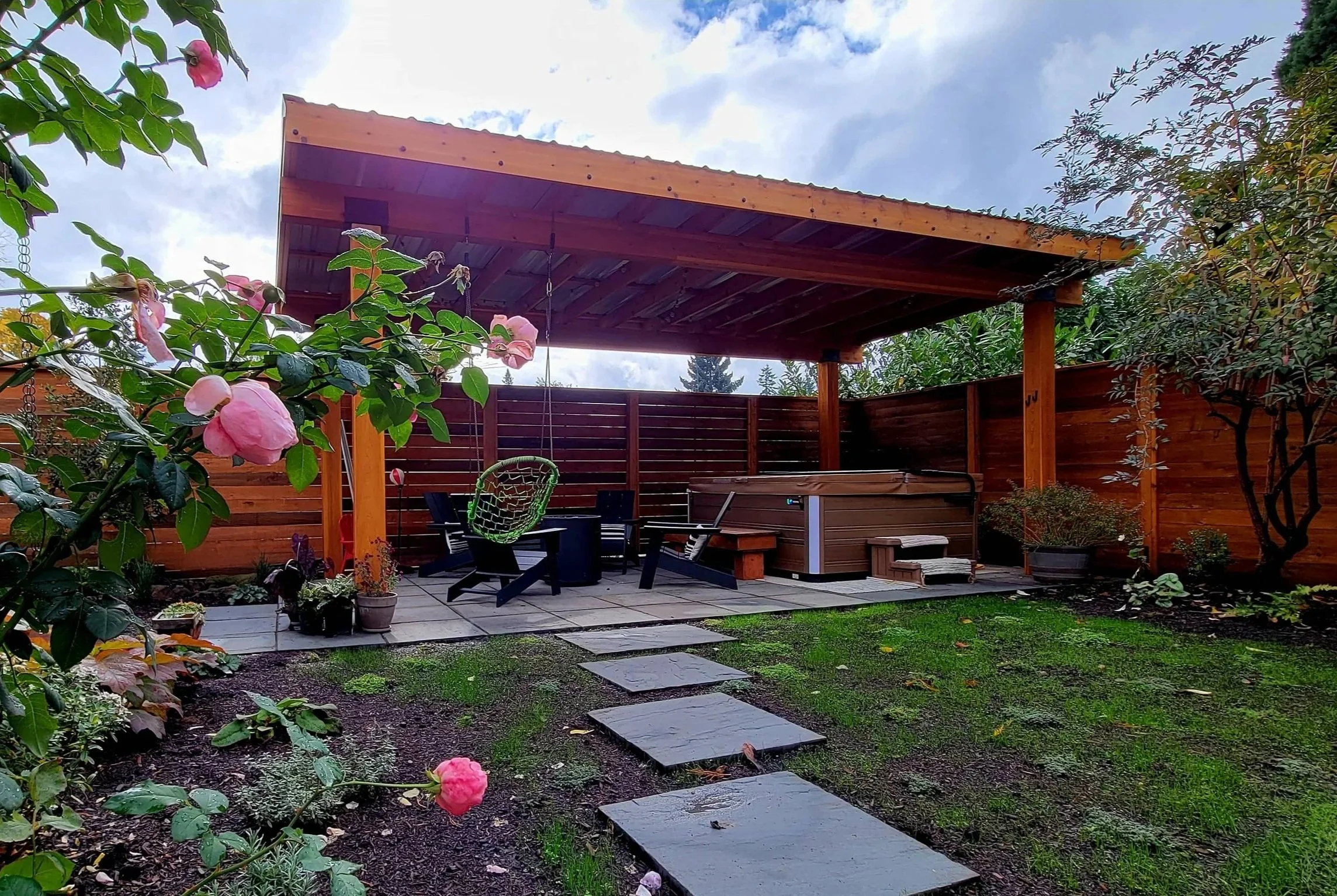 covered pergola metal roofing