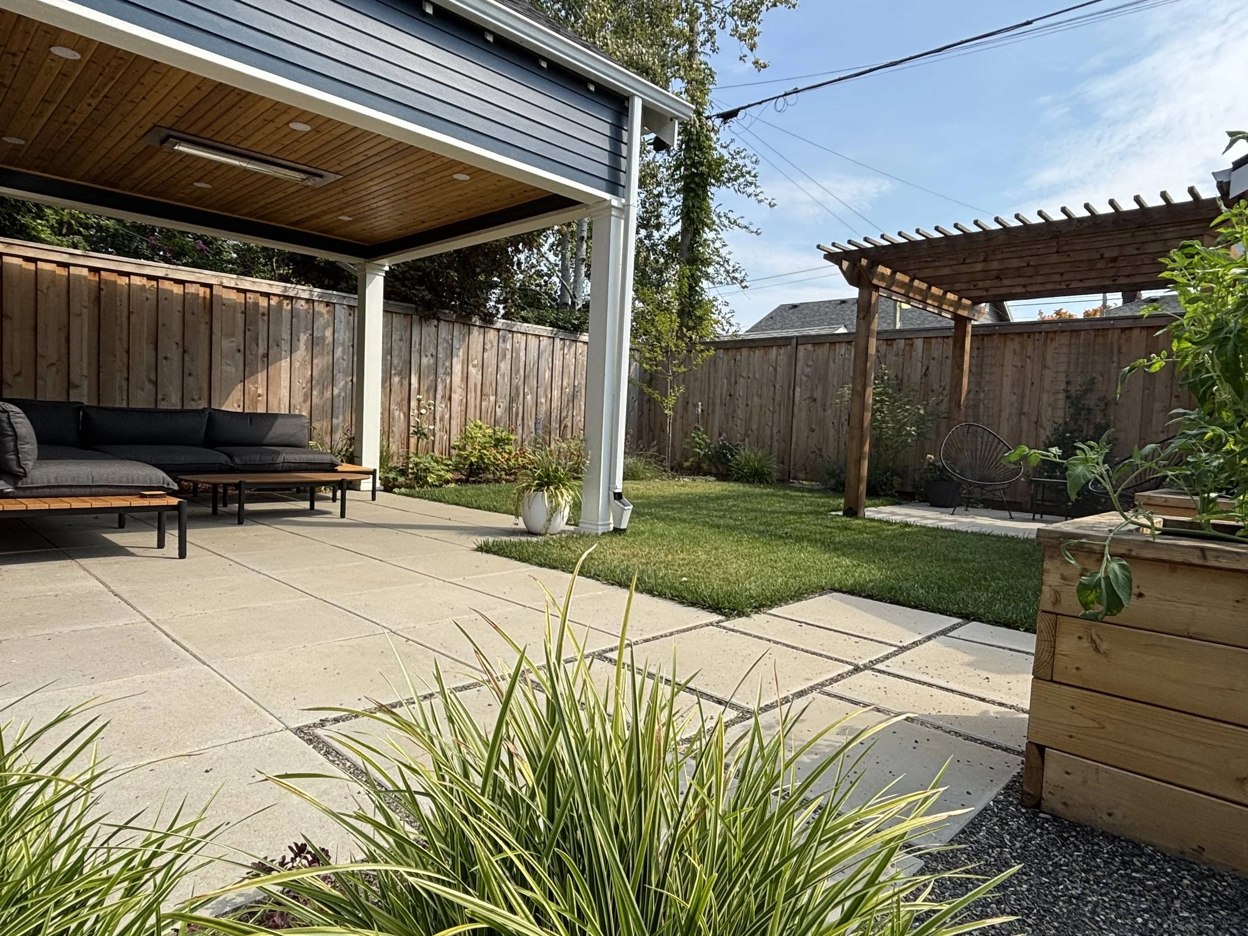 finished covered structure extension modern