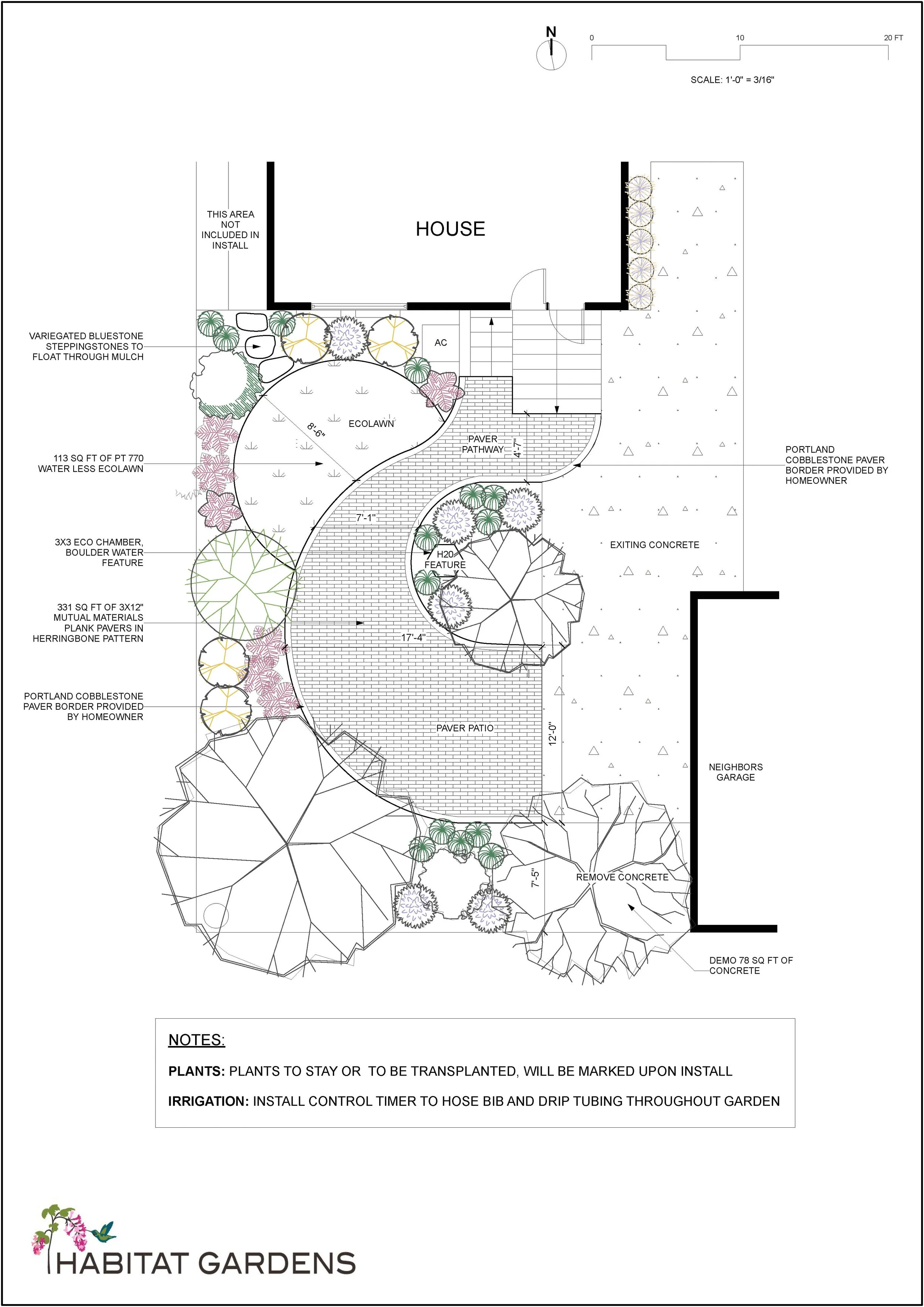 curvy patio pavers, ecolawn  landscape design