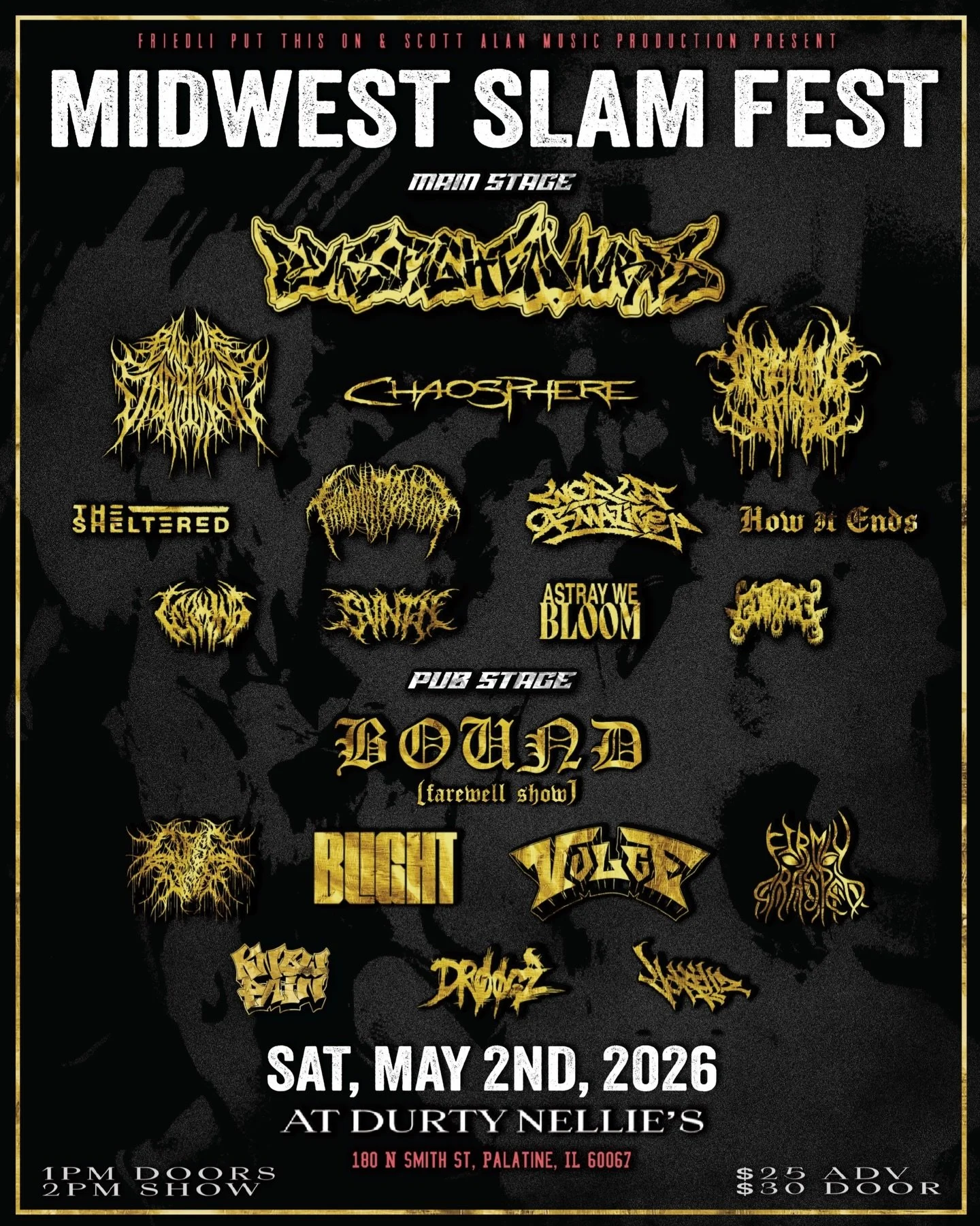 Can&rsquo;t wait for this entire day of heavy music. Catch us and a TON of other bands on May 2nd at @durtynellies in Palatine for @midwestslamfest2026  #livemusic #slam #durtynellies #deathcore #bindthesacrifice
