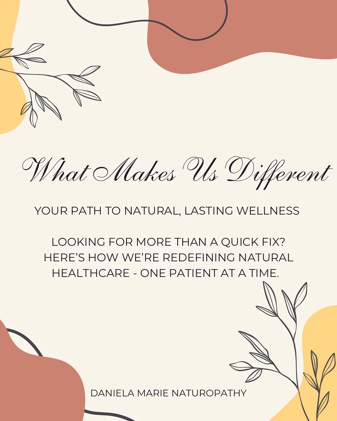 Your health is more than a checklist. 

Experience personalised, whole person healthcare that works with your body, not against it.

✅ we listen
✅ we dig deeper
✅ we heal from the root cause

Let&rsquo;s start your wellness journey. 

Book a naturopa