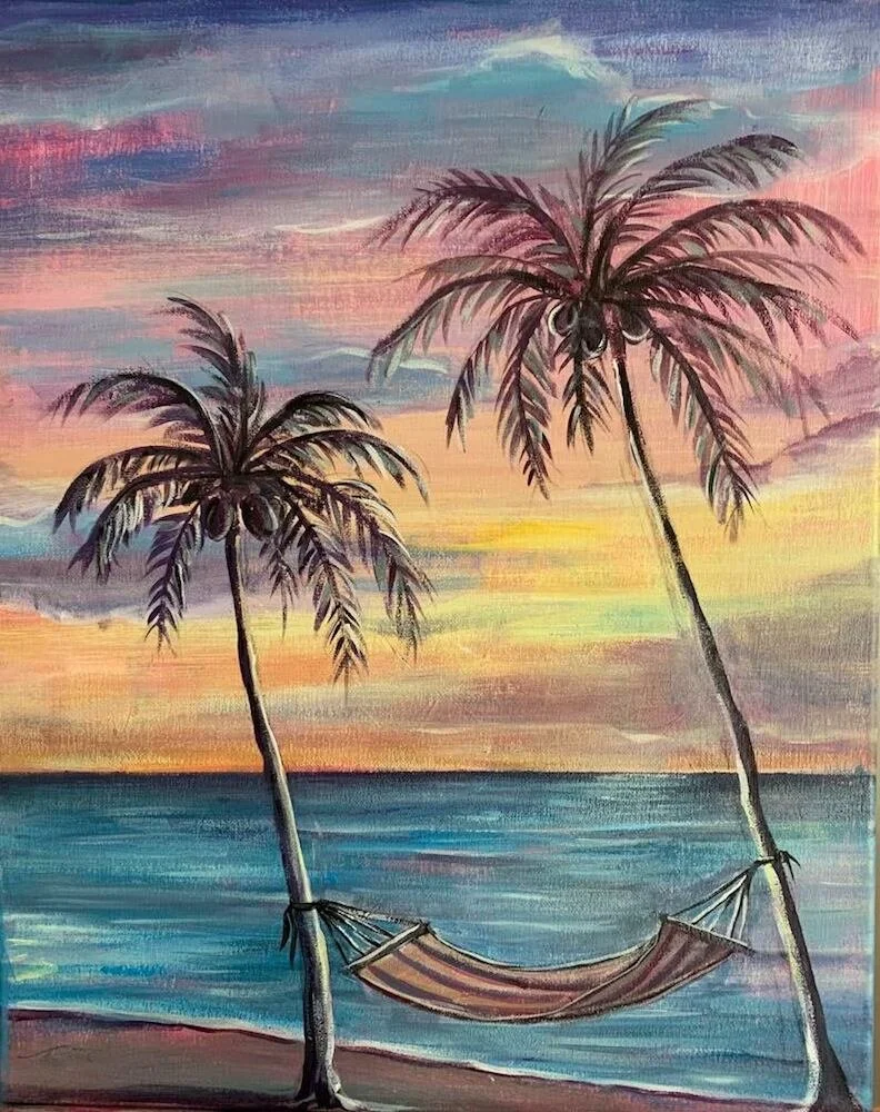 Sunset Palms + Spaghetti al Pesto + Wine