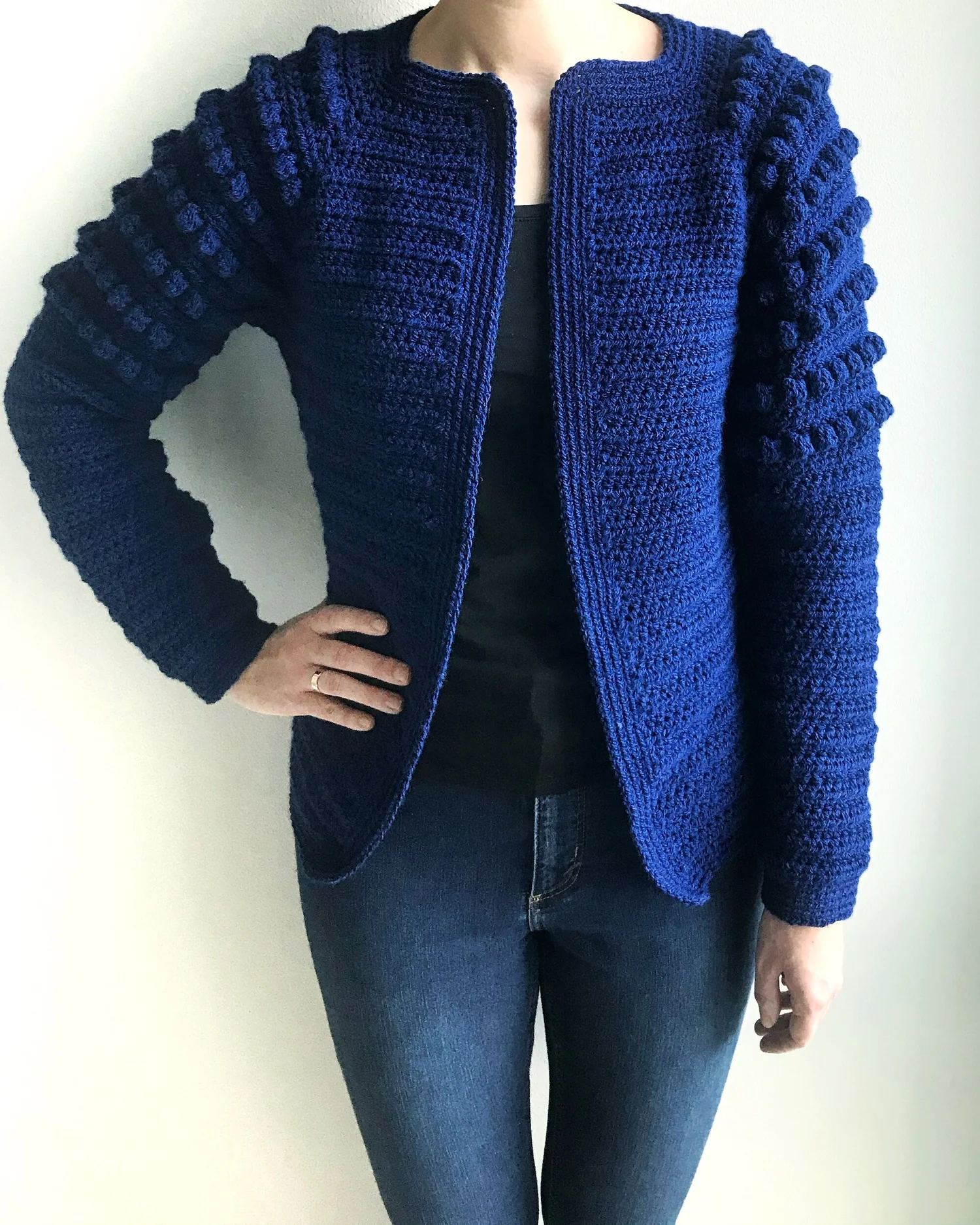 FRONT WAVE CROCHET LIKE KNIT CARDIGAN